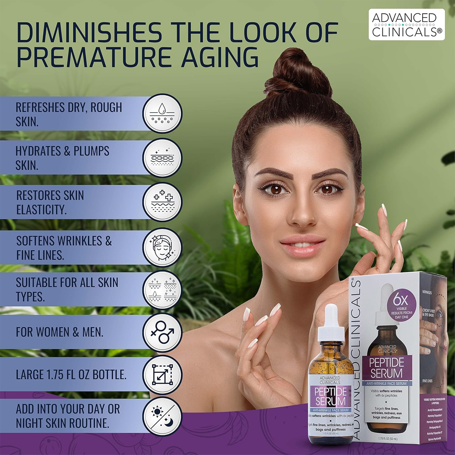 Anti Aging Benefits in Advanced Clinicals Peptide Serum