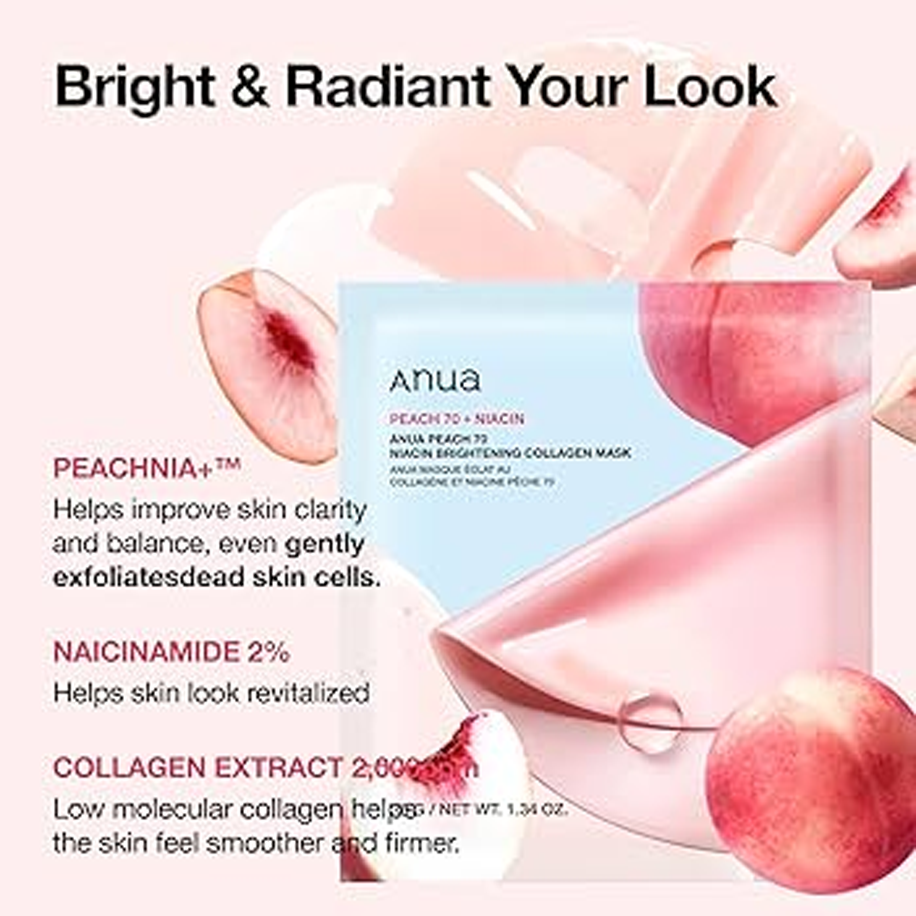 Advantages of Anua Peach 70+ Niacin Brightening Collagen Mask