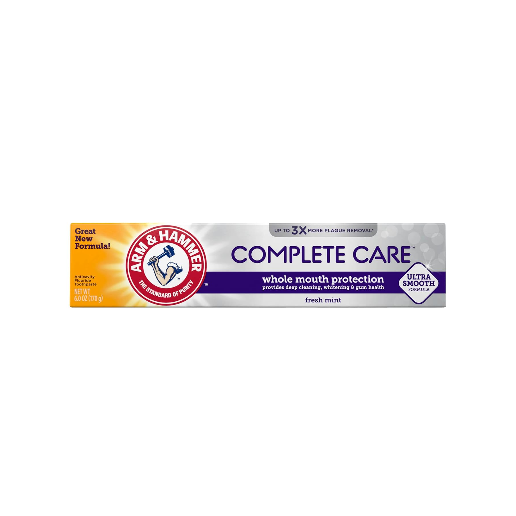 The product of Arm and Hammer Complete Care Toothpaste