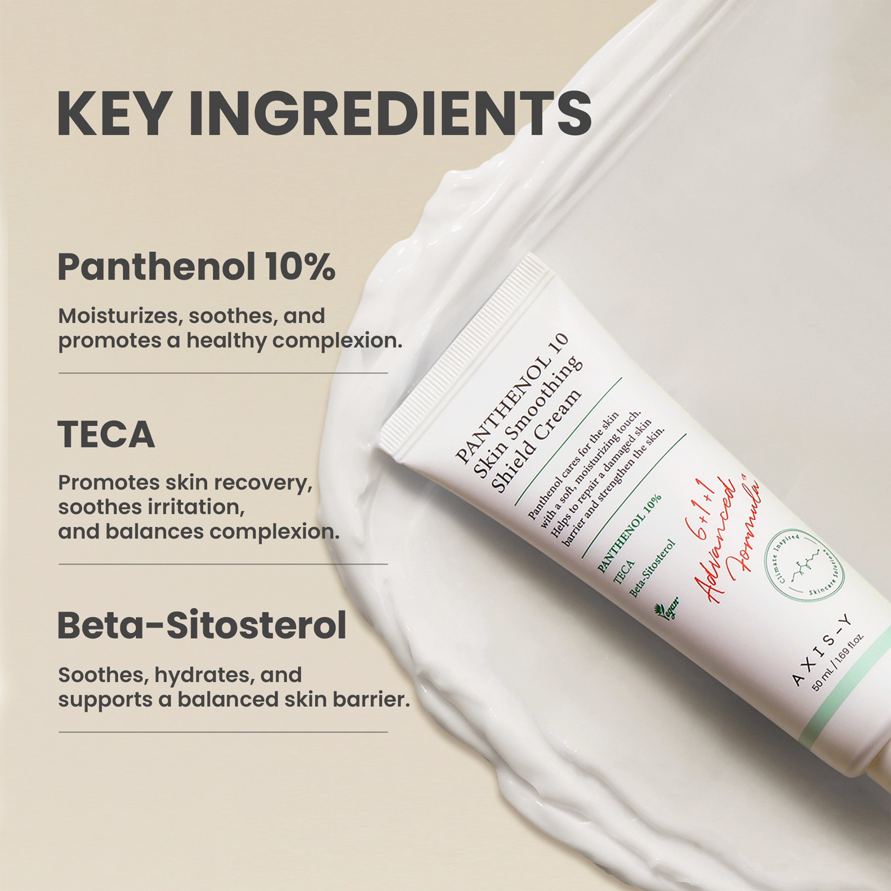 Key Ingridients in Axis-Y Panthenol 10 Skin Smoothing Shield Cream