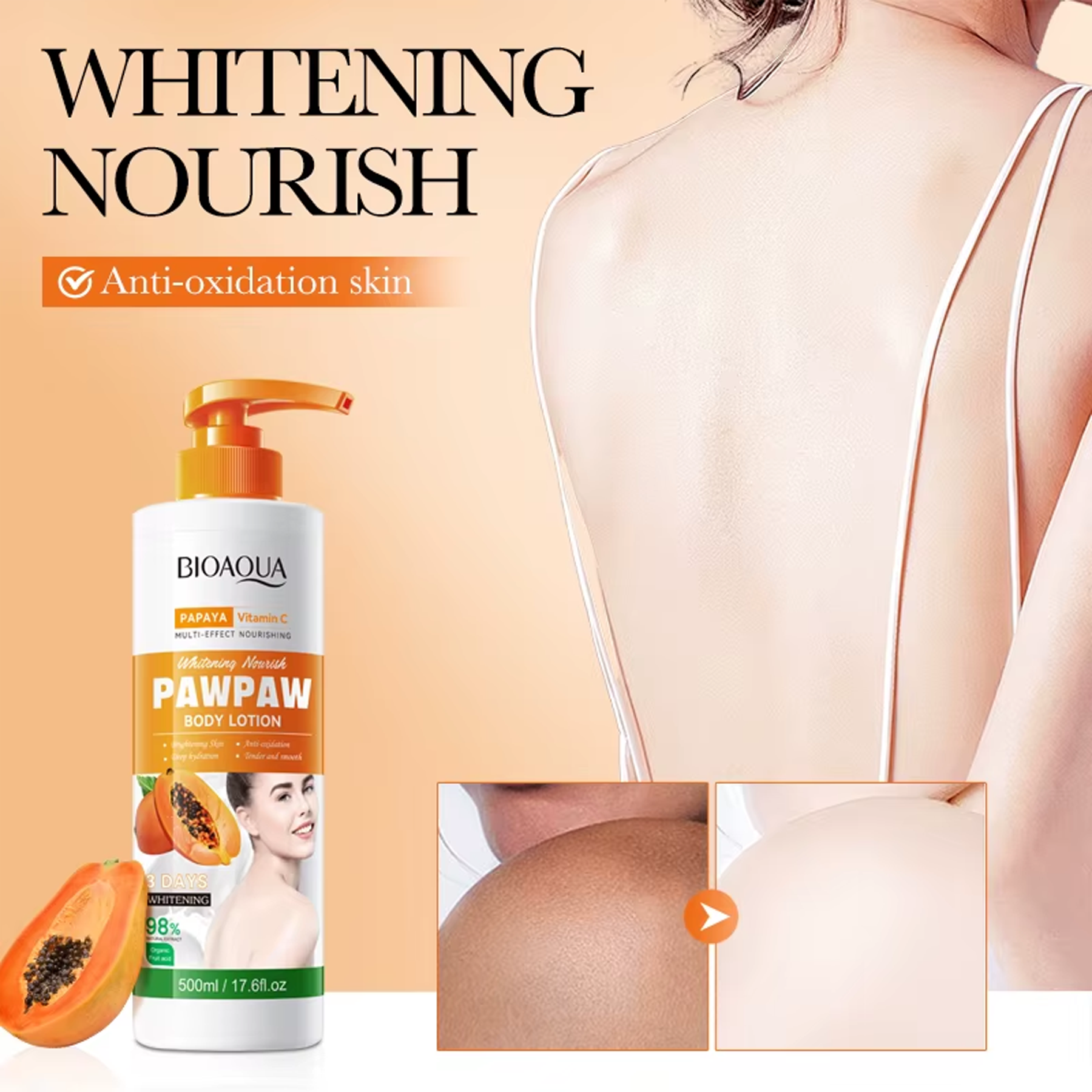 BIOAQUA PAWPAW Vitamin C Body Lotion available in Qasr Jamal Store