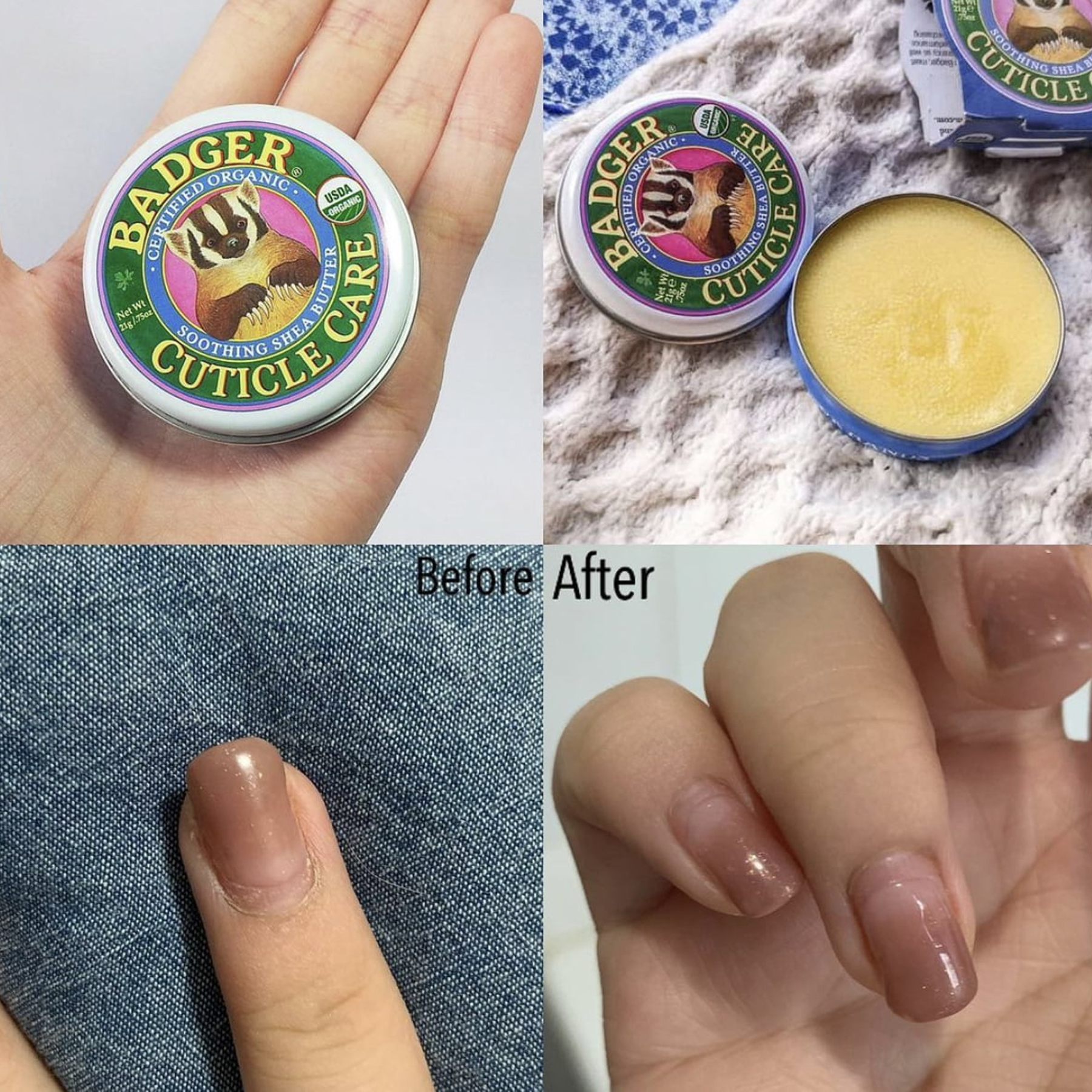 Badger Cuticle Care Nail Cuticle Balm Certified Organic With Soothing Shea Butter - 21g