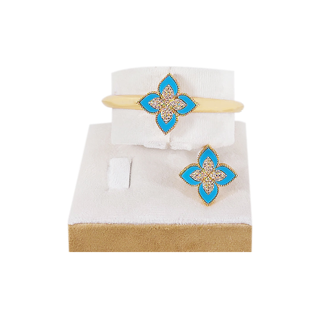 Golden Flower Bracelet and Ring Set For Traditional and Western Wear