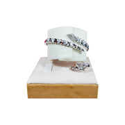 Statement Golden & Silver Stoned Snake Bracelet And Ring Set