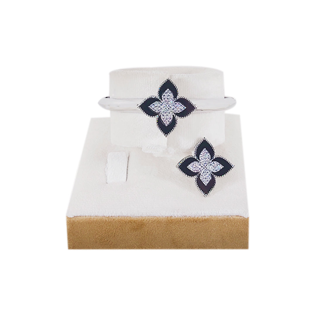Silver Flower Bracelet and Ring Set For Traditional and Western Wear