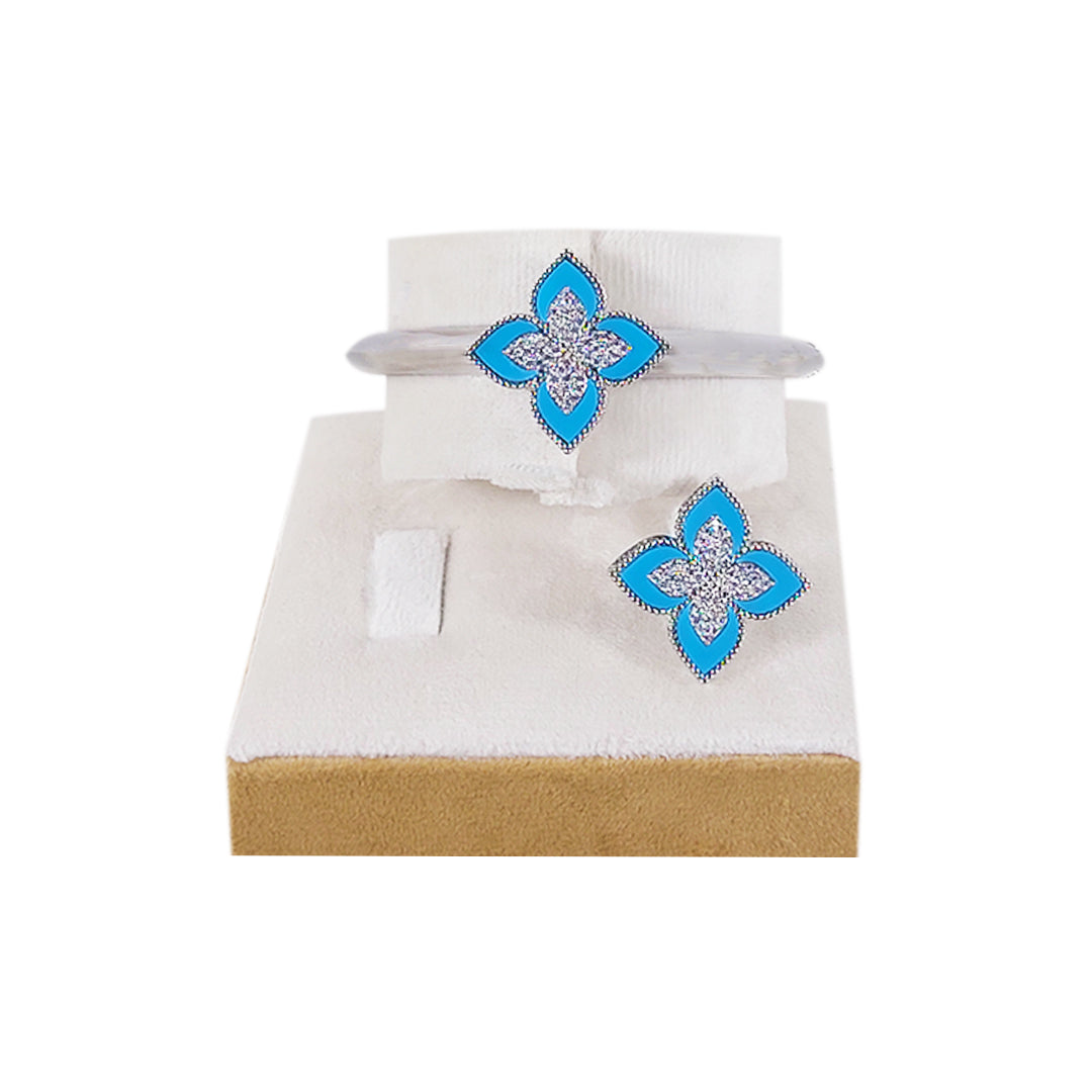 Silver Flower Bracelet and Ring Set For Traditional and Western Wear