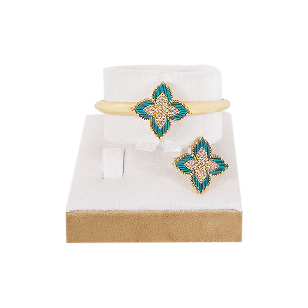 Golden Flower Bracelet and Ring Set For Traditional and Western Wear