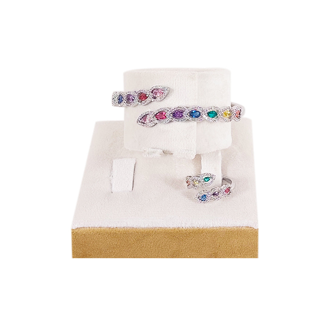 Multicoloured Stone Bracelet and Ring Set For Traditional Look & Wear