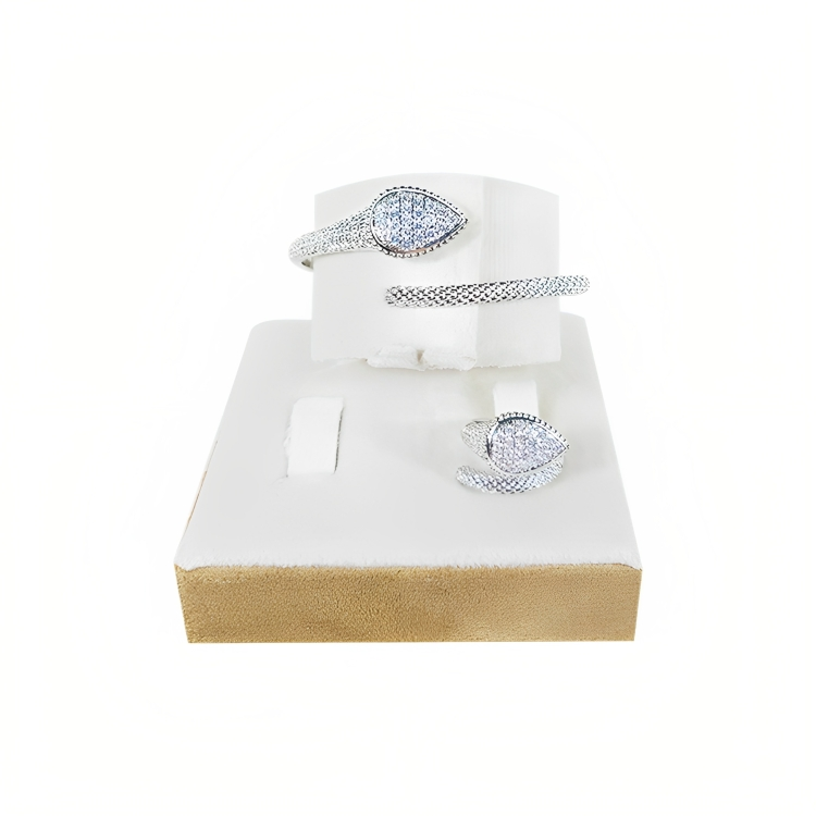 Leaf Shaped Golden & Silver Bracelet and Ring Set