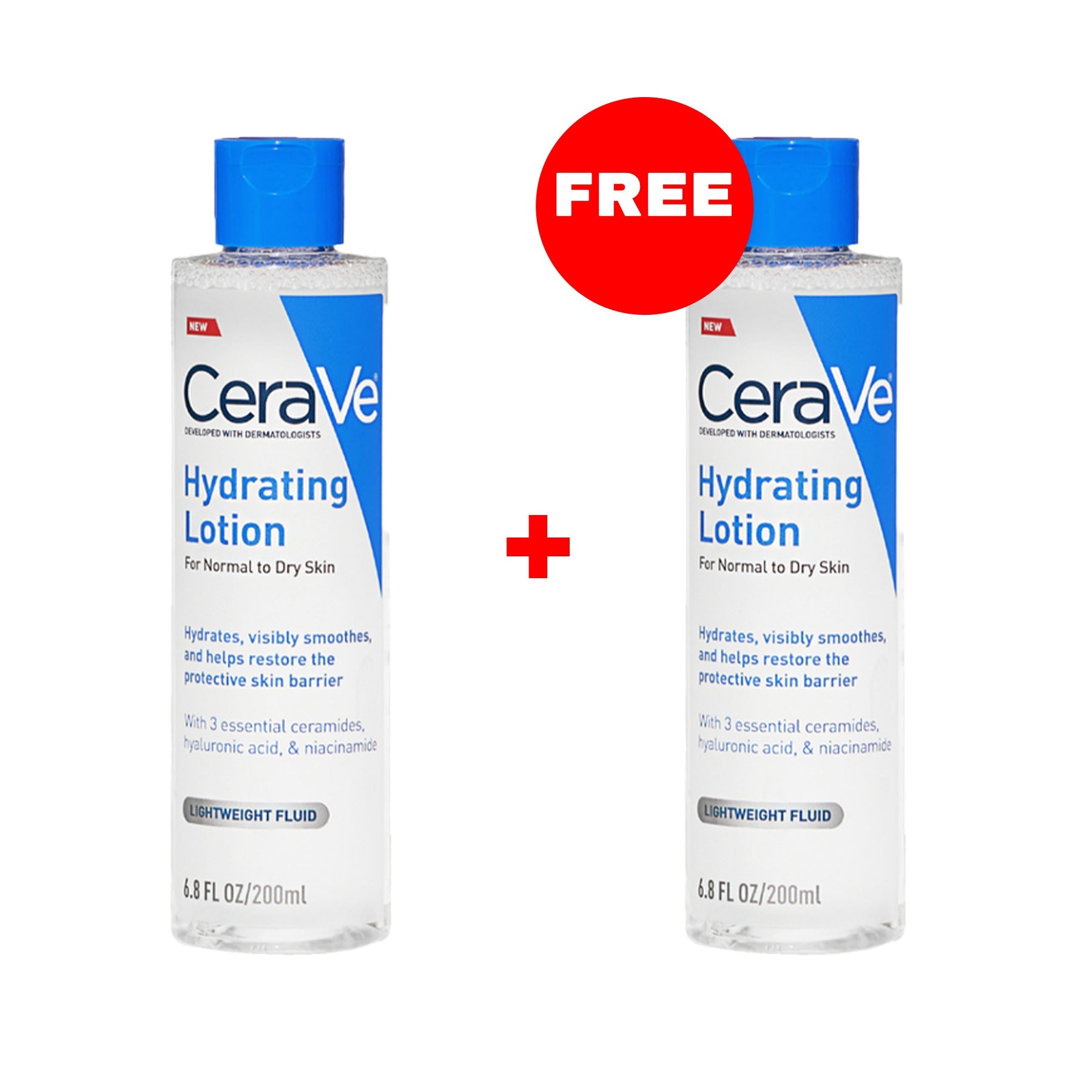 Buy 1 Get 1 FREE CeraVe Hydrating Lotion Lightweight Fluid - 200ml