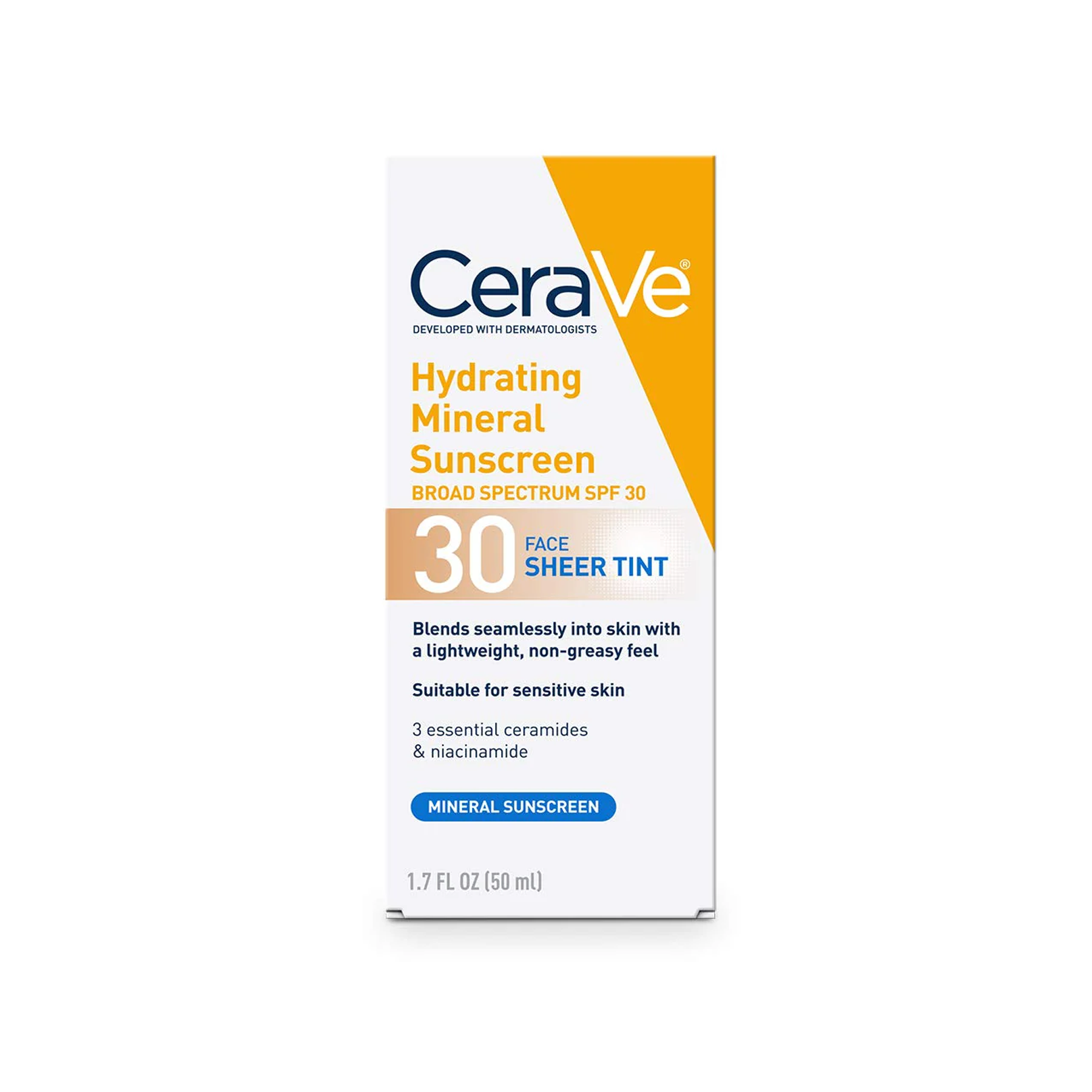 The product of Cerave Hydrating Mineral Sunscreen SPF30 Face Sheer Tint