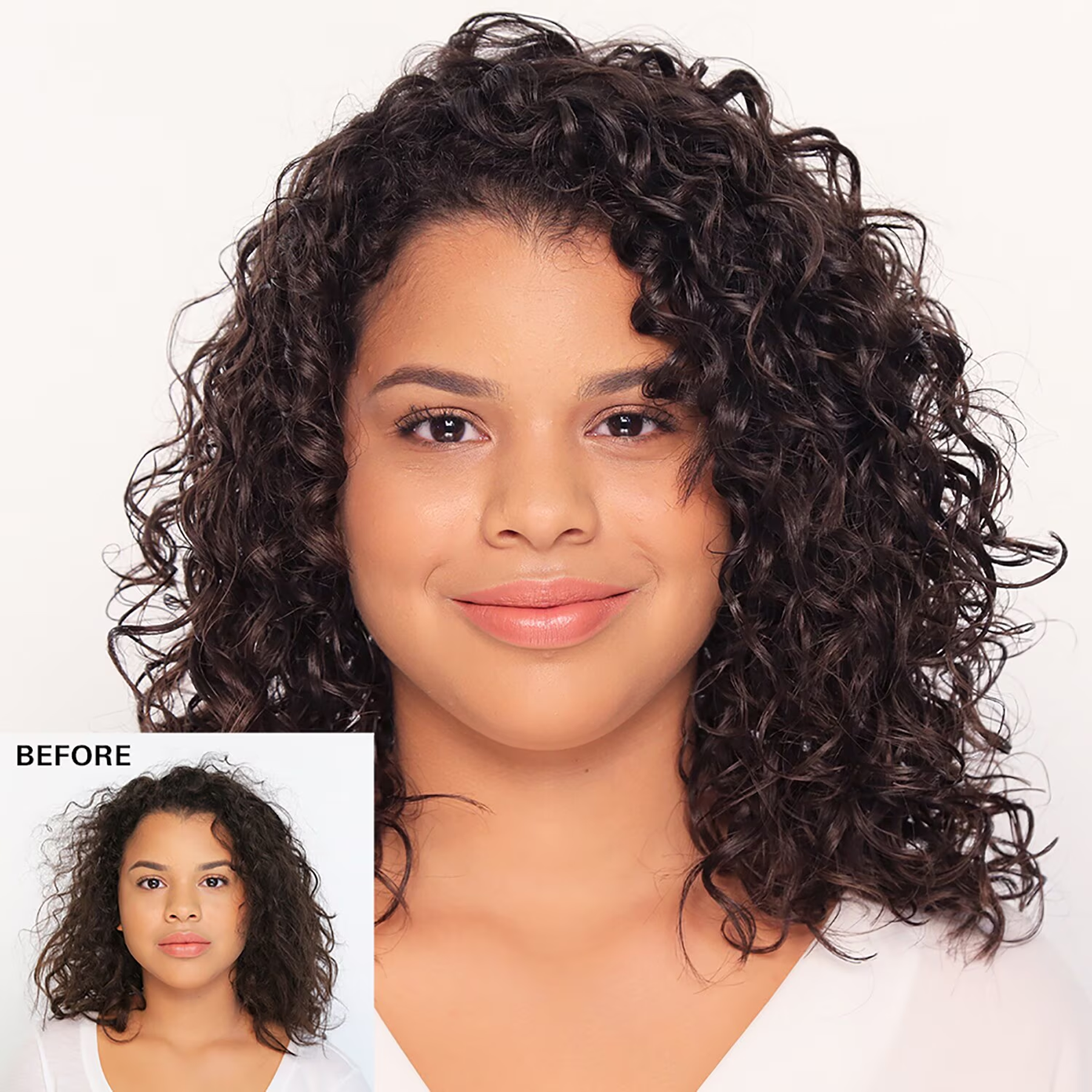 Before and after usage of Color Wow Dream Coat for Curly Hair