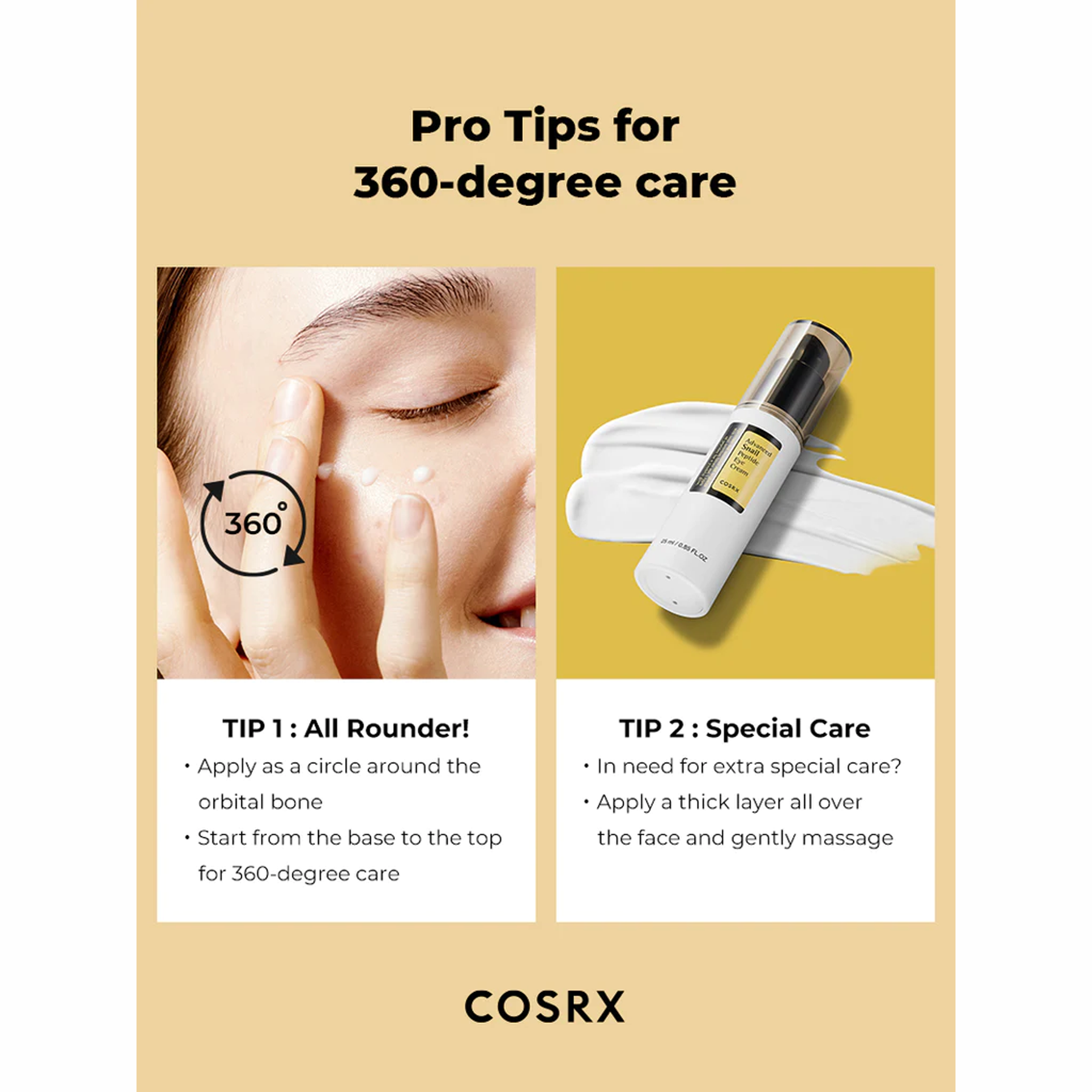 Cosrx Advanced Snail Peptide Eye Cream - Tips
