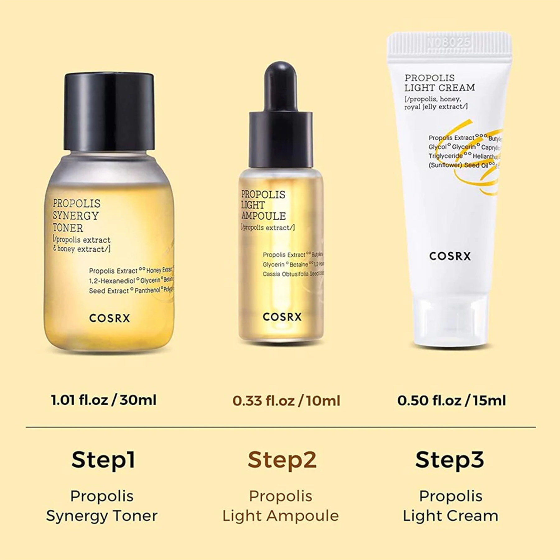 Cosrx Honey Glow Kit - 3 step way to use