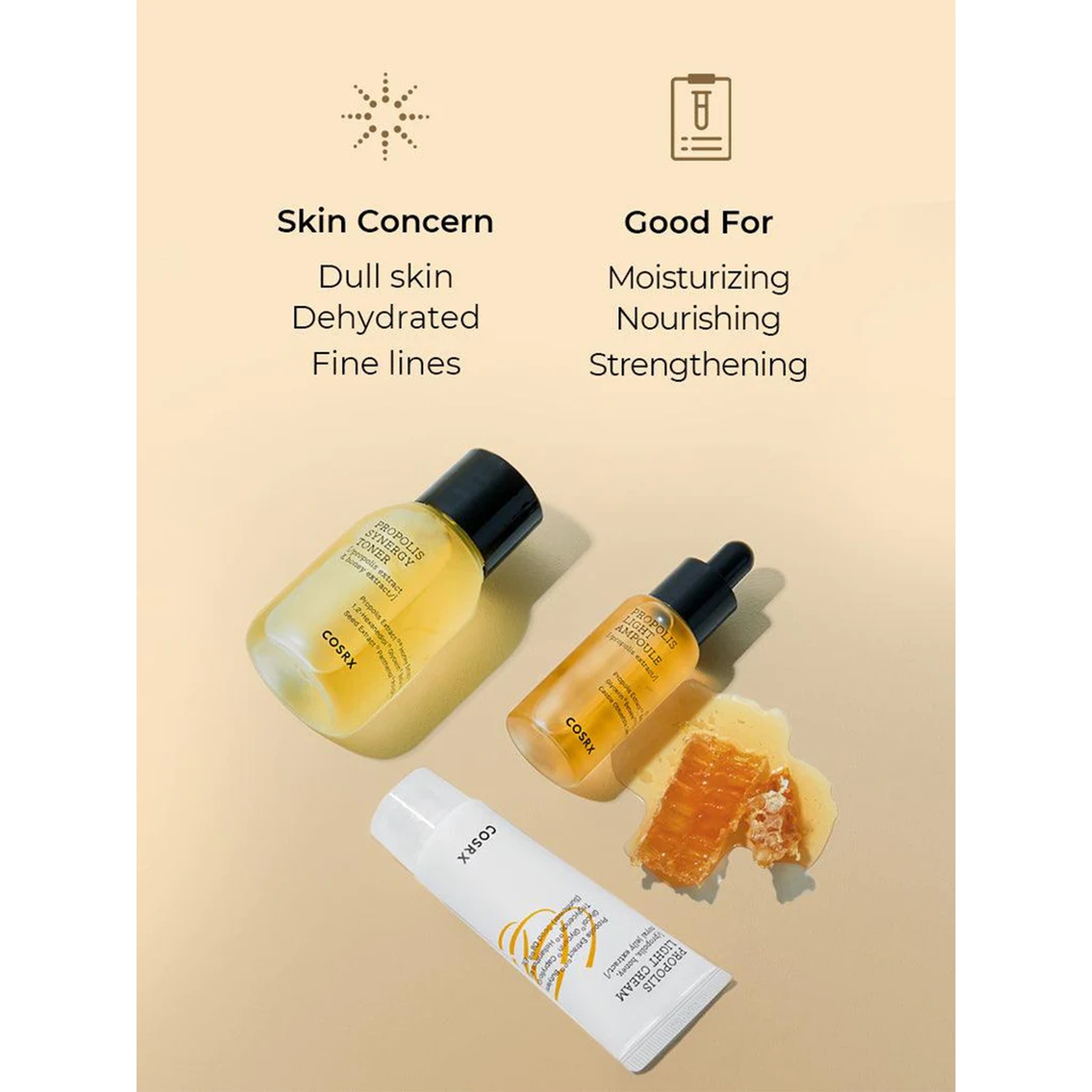 Cosrx Honey Glow Kit - 3 step key benefits