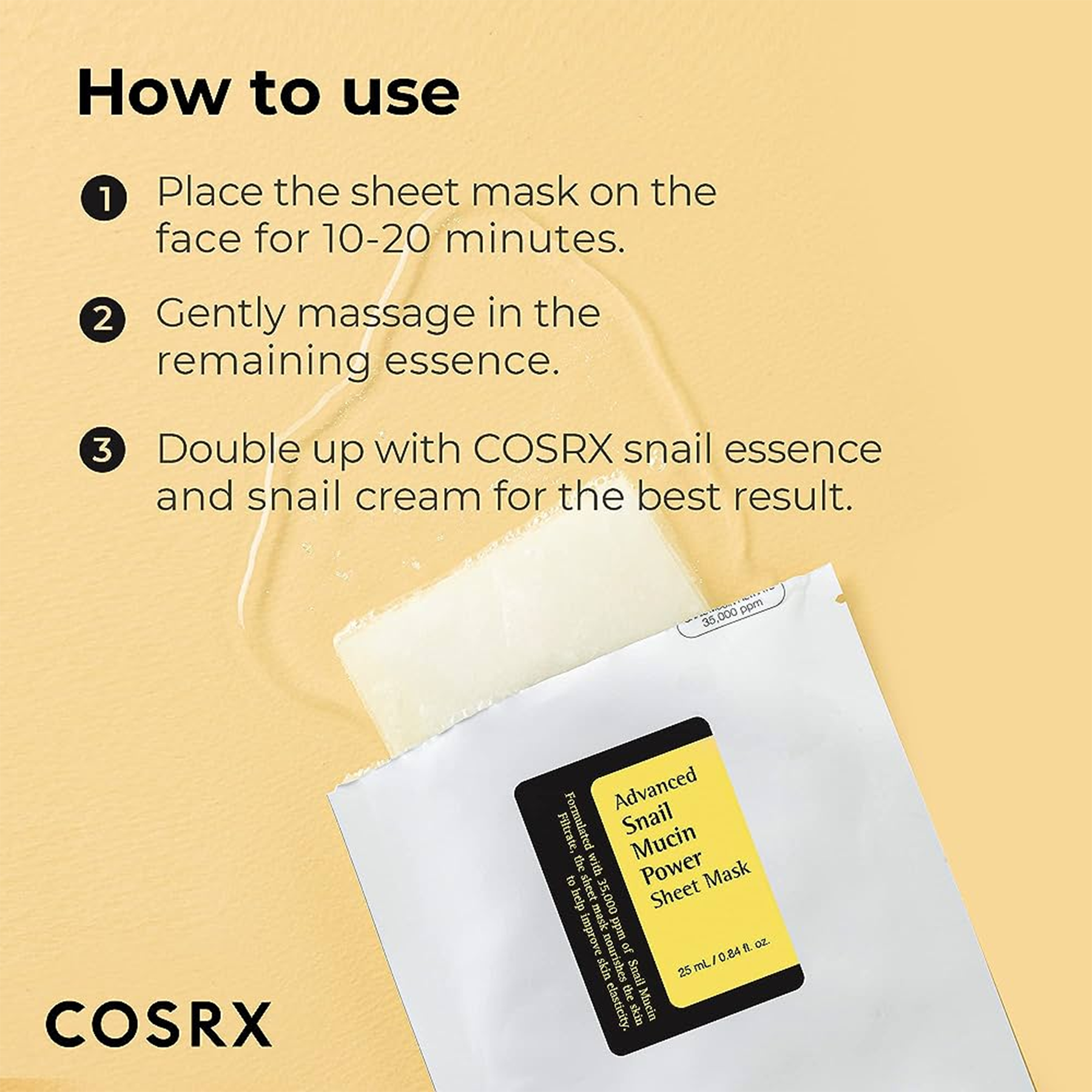 Cosrx Snail Mucin Power Sheet Mask - Way to use