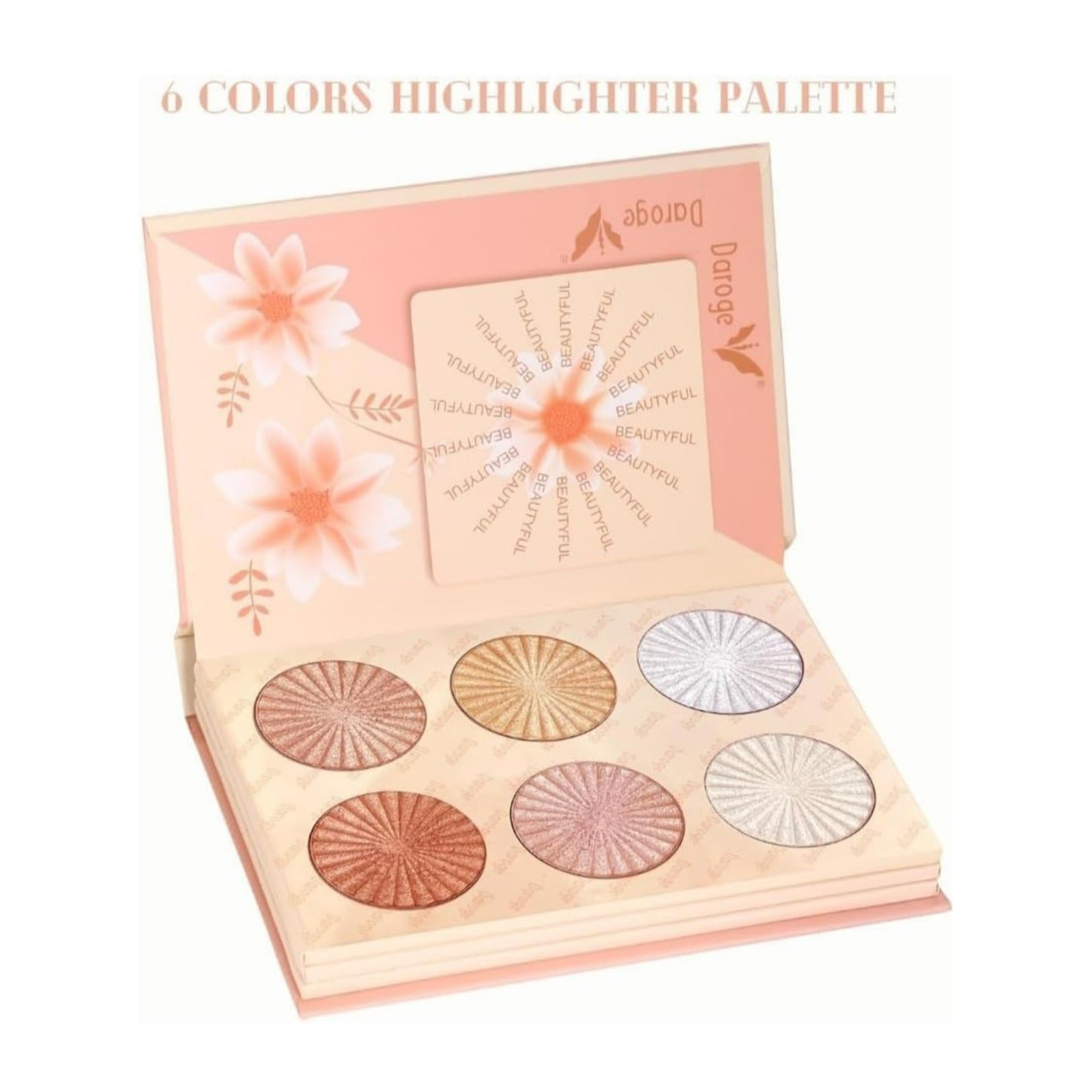 6 Highlighter Colors comes in Daroge 3 in 1 Palette
