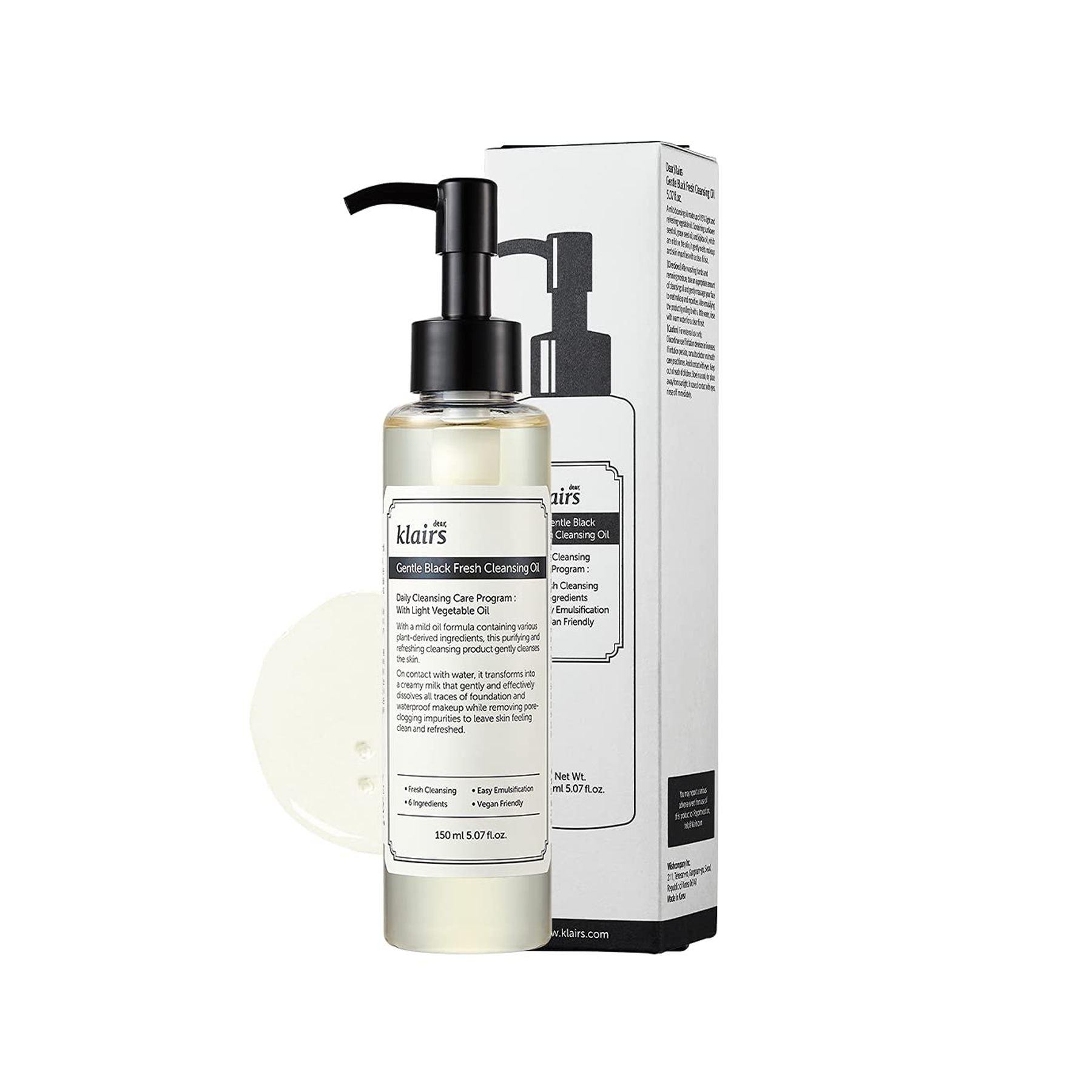 The product of Dear, Klairs Gentle Black Fresh Cleansing Oil