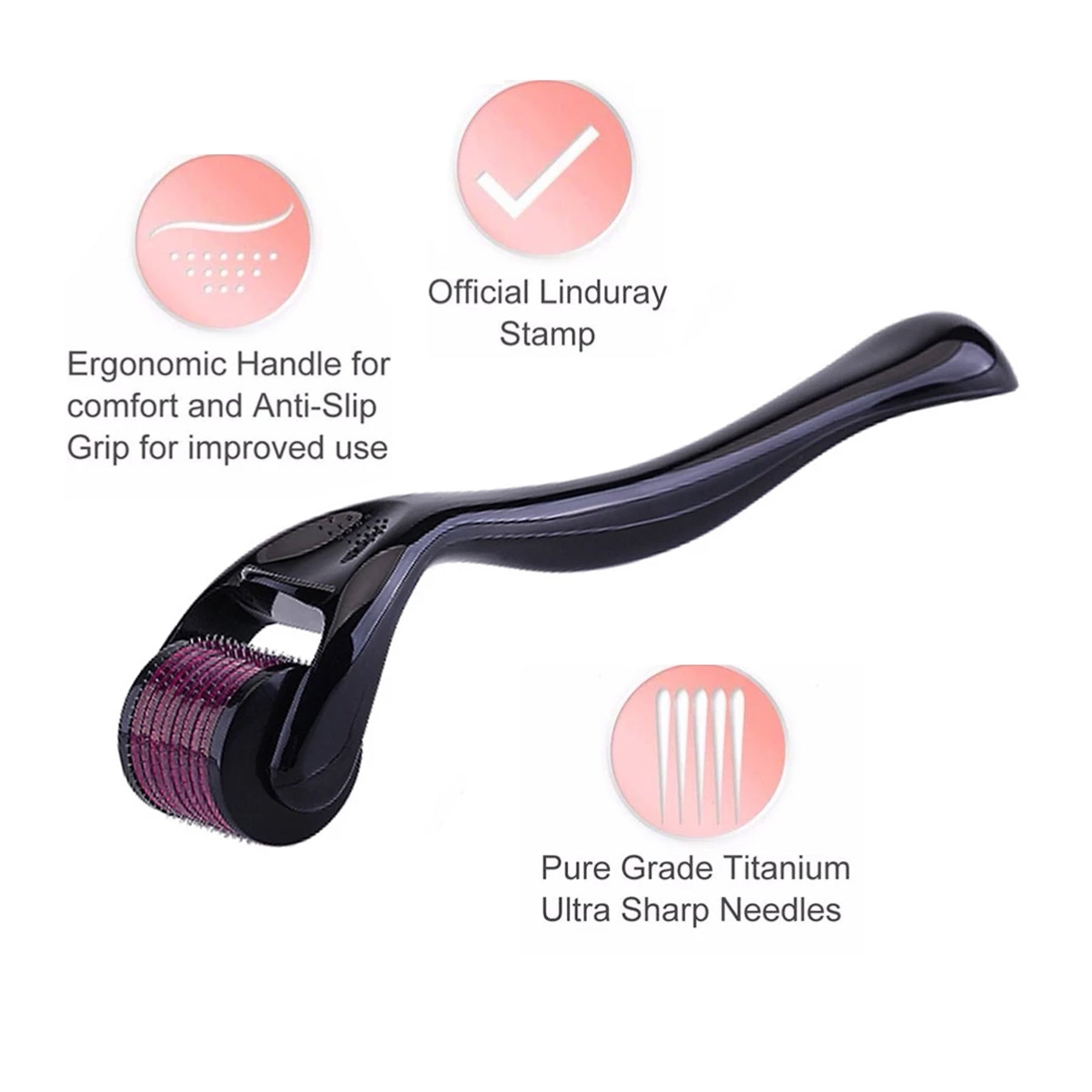 Image of the 0.5mm DRS Derma Roller with 540 titanium needles, suitable for reducing wrinkles, promoting collagen synthesis, and enhancing skincare product absorption.