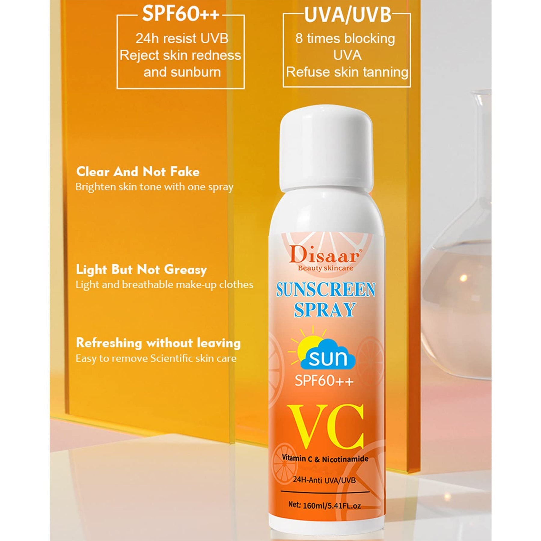 Disaar Beauty - Vitamin C Nicotinamide SPF60++ Sunscreen Spray - 160ml