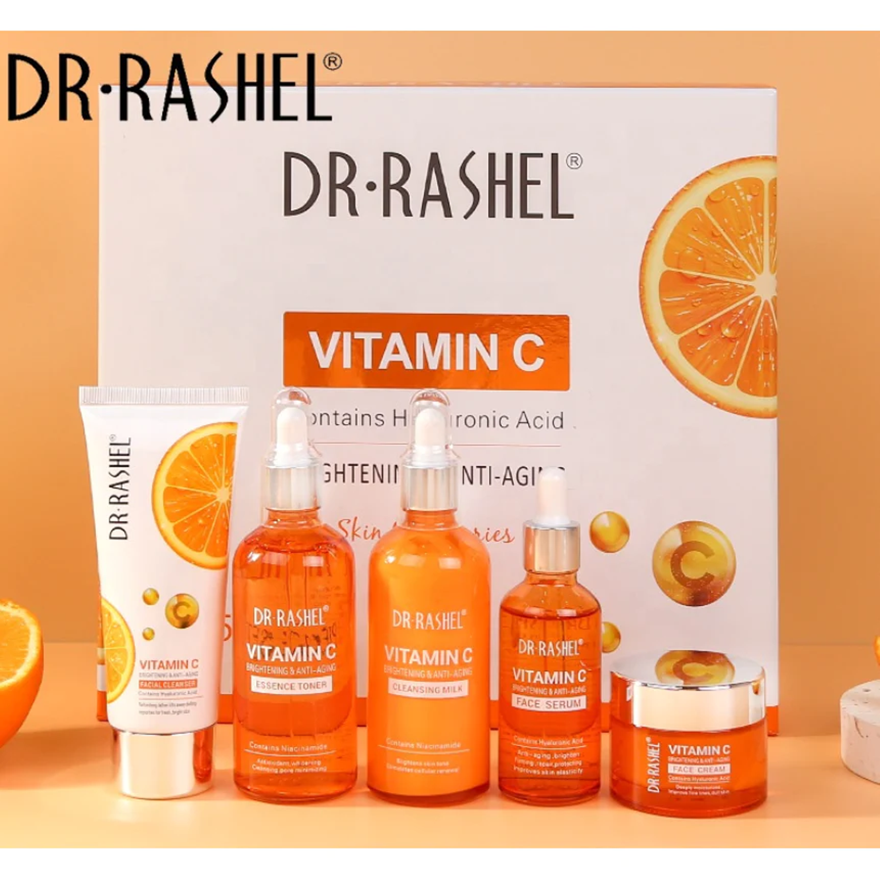 Dr. Rashel Vitamin C Brightening & Anti Aging Skin Care - 5 Piece Set
