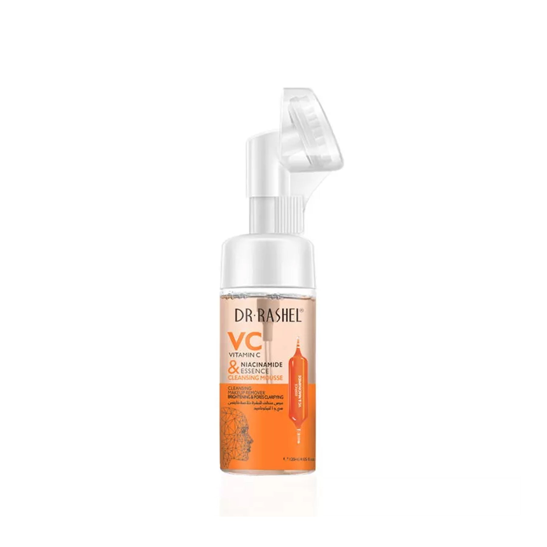 Bottle of Dr.Rashel Vitamin C Cleansing Foam Face Wash with text "Vitamin C Cleansing Foam Face Wash - Brightening and Pore Clarifying Cleanser