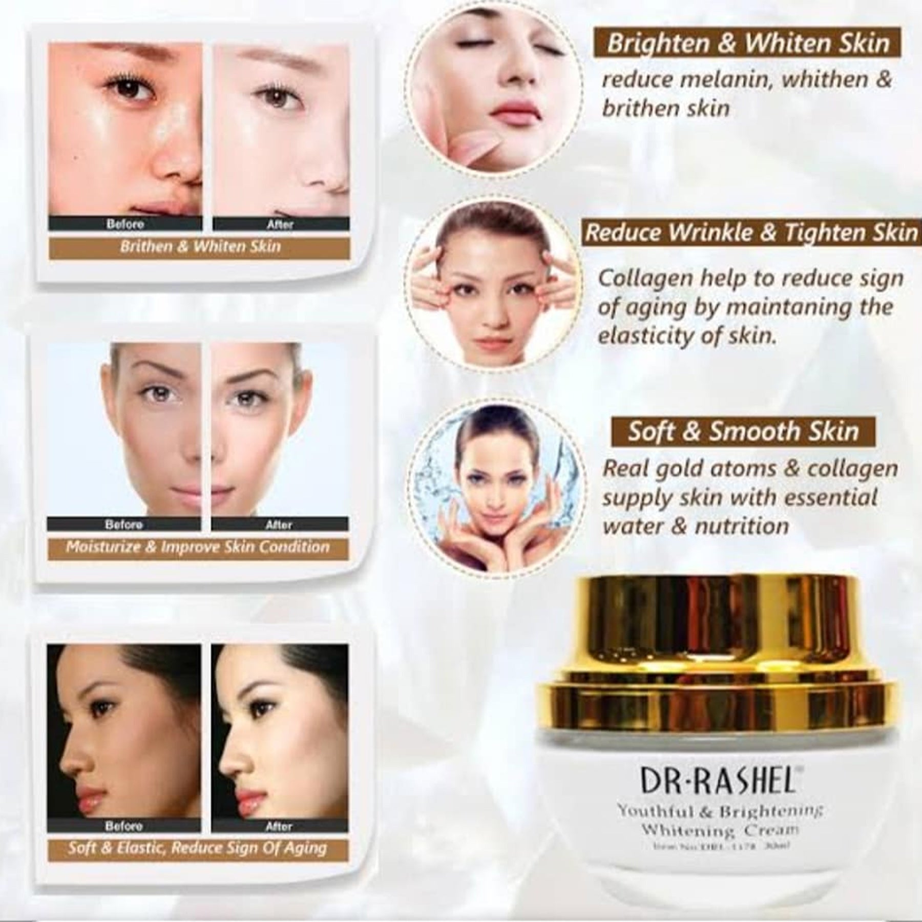 Dr.Rashel Whitening Cream 24k Gold Collagen - 30ml