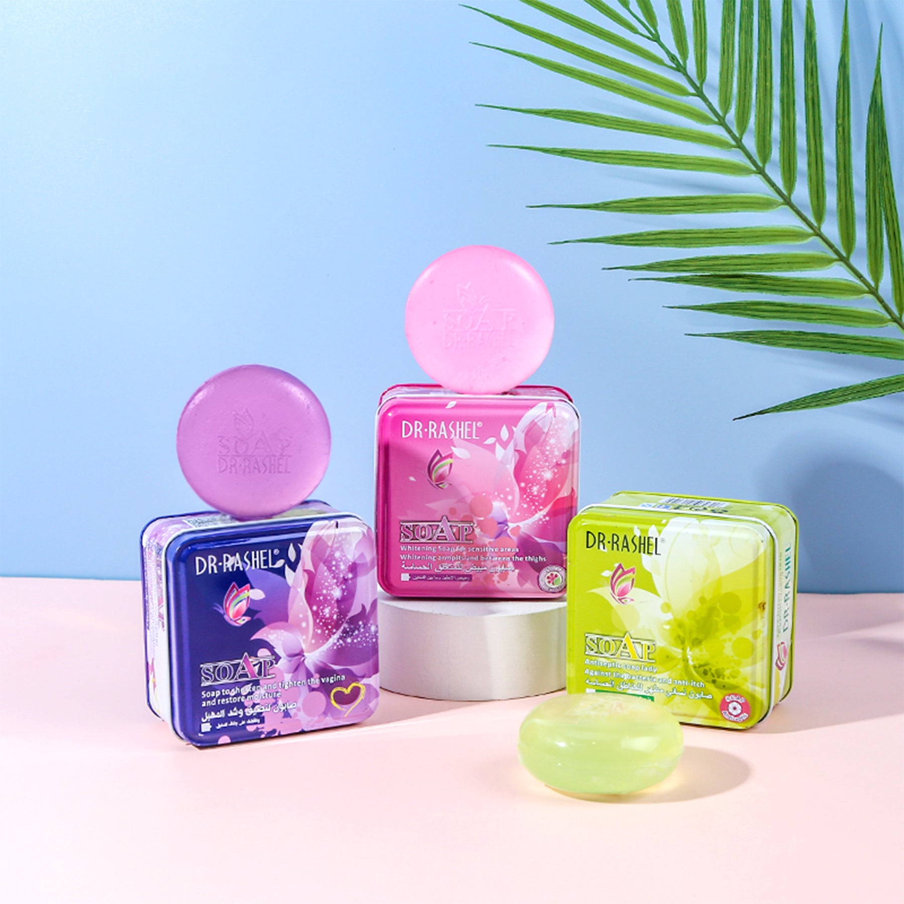 A bar of Dr. Rashel Vaginal Care Soap with delicate packaging, designed to promote vaginal health and restore moisture, ideal for daily use.