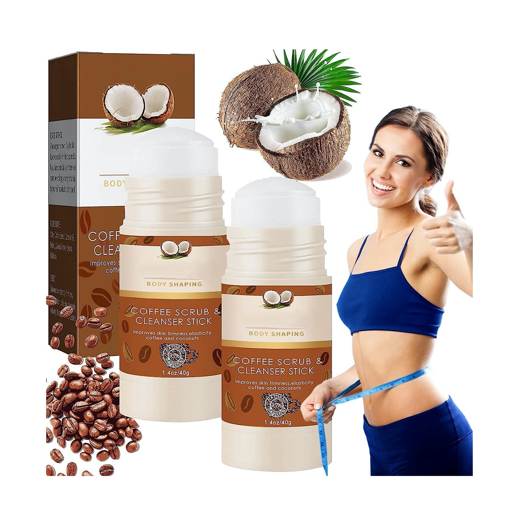 Eelhoe Body Shaping Coffee Scrub & Cleanser Stick - 40gm