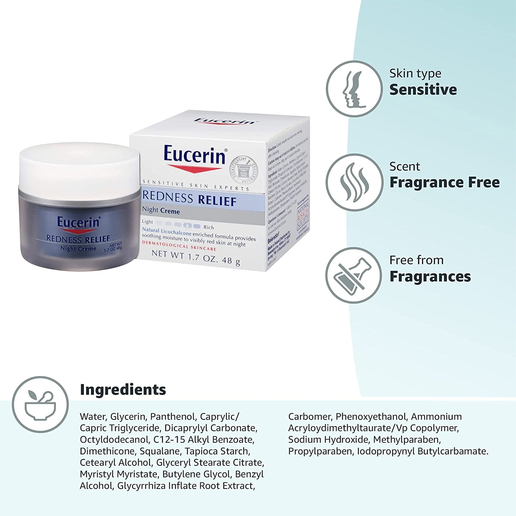 Eucerin Redness Relief Night Cream - 48g
