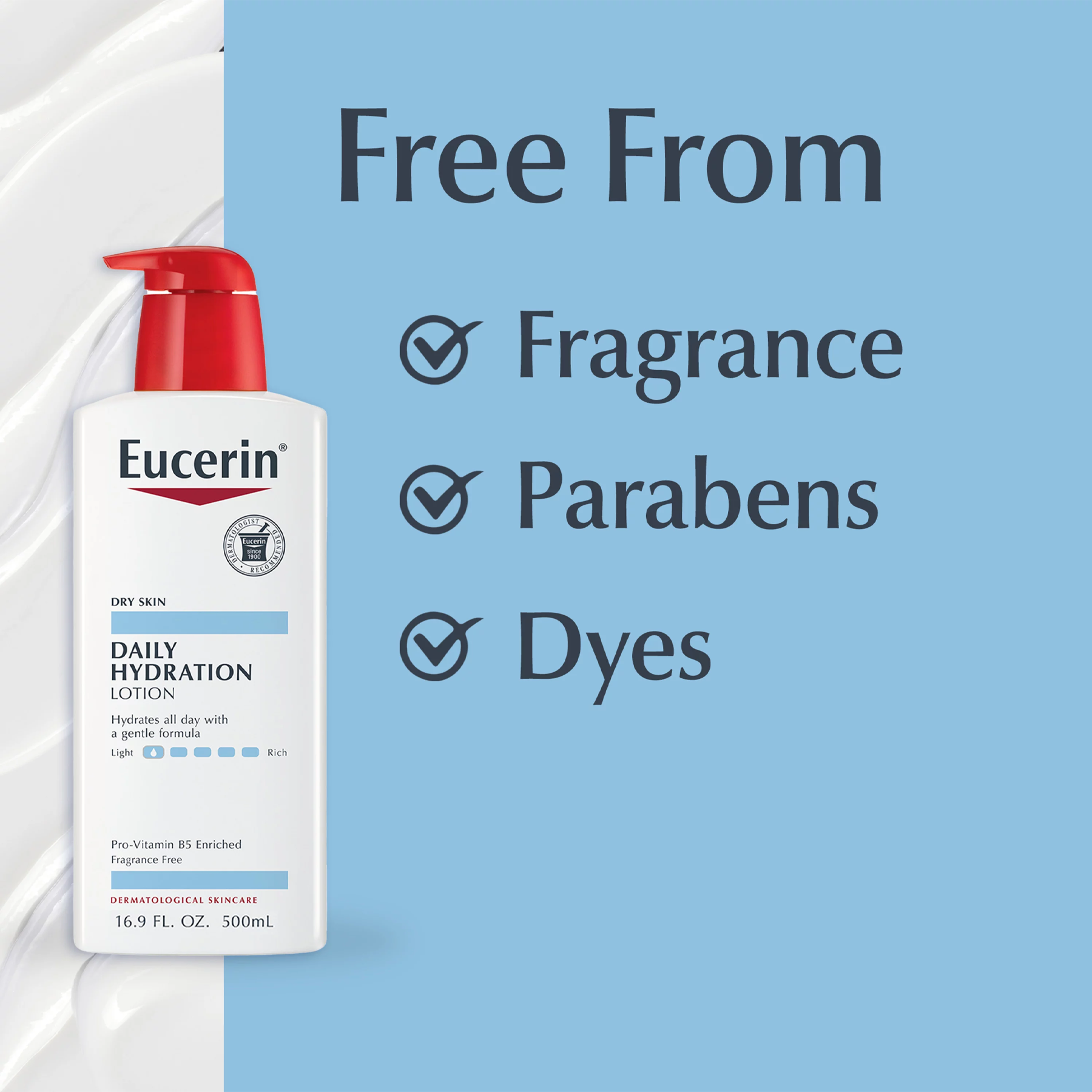 Image of Eucerin Daily Hydration Lotion Fragrance Free 500ml - Hydrates Dry Skin