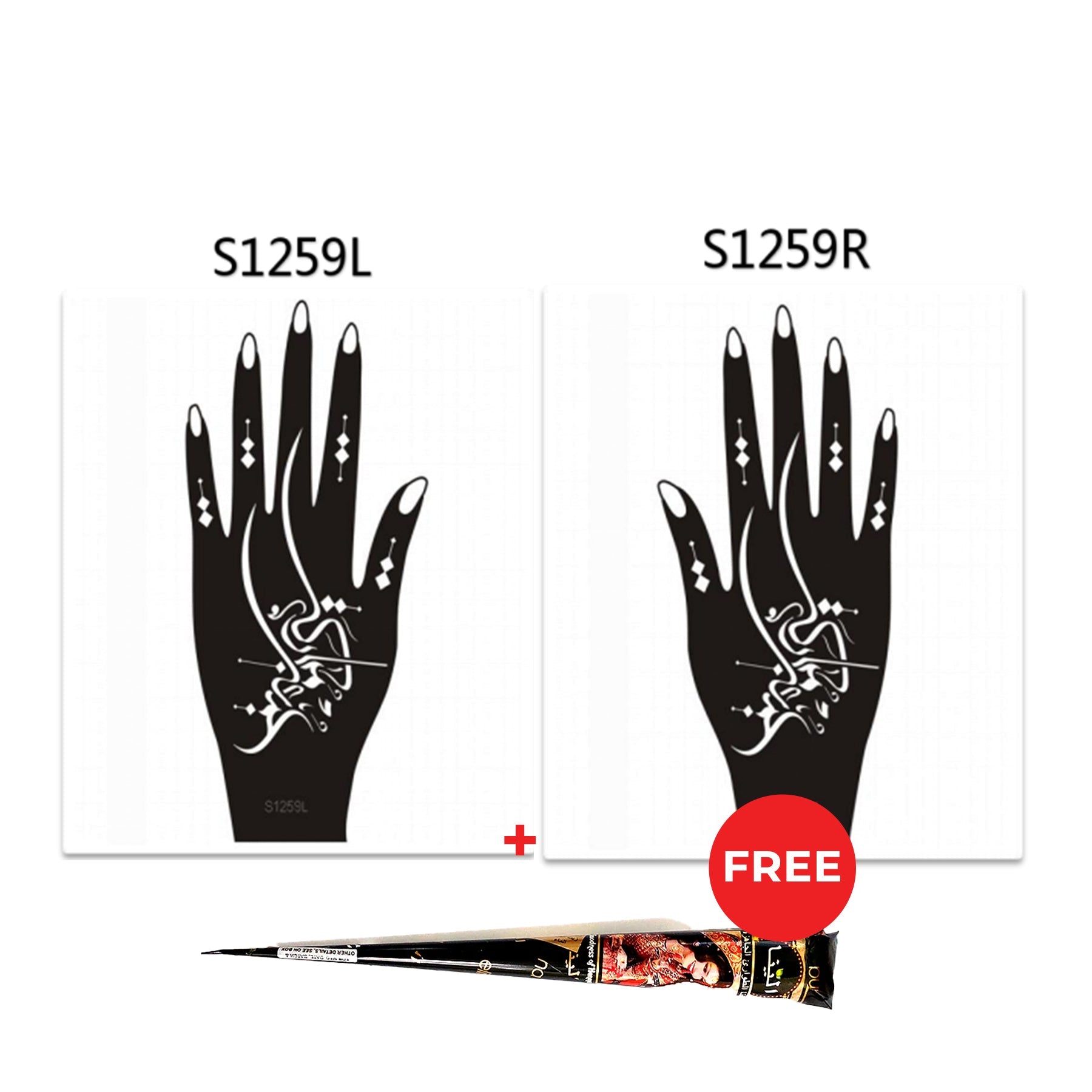 Henna Hand Stickers ( Set of Two ) + FREE Henna Cone