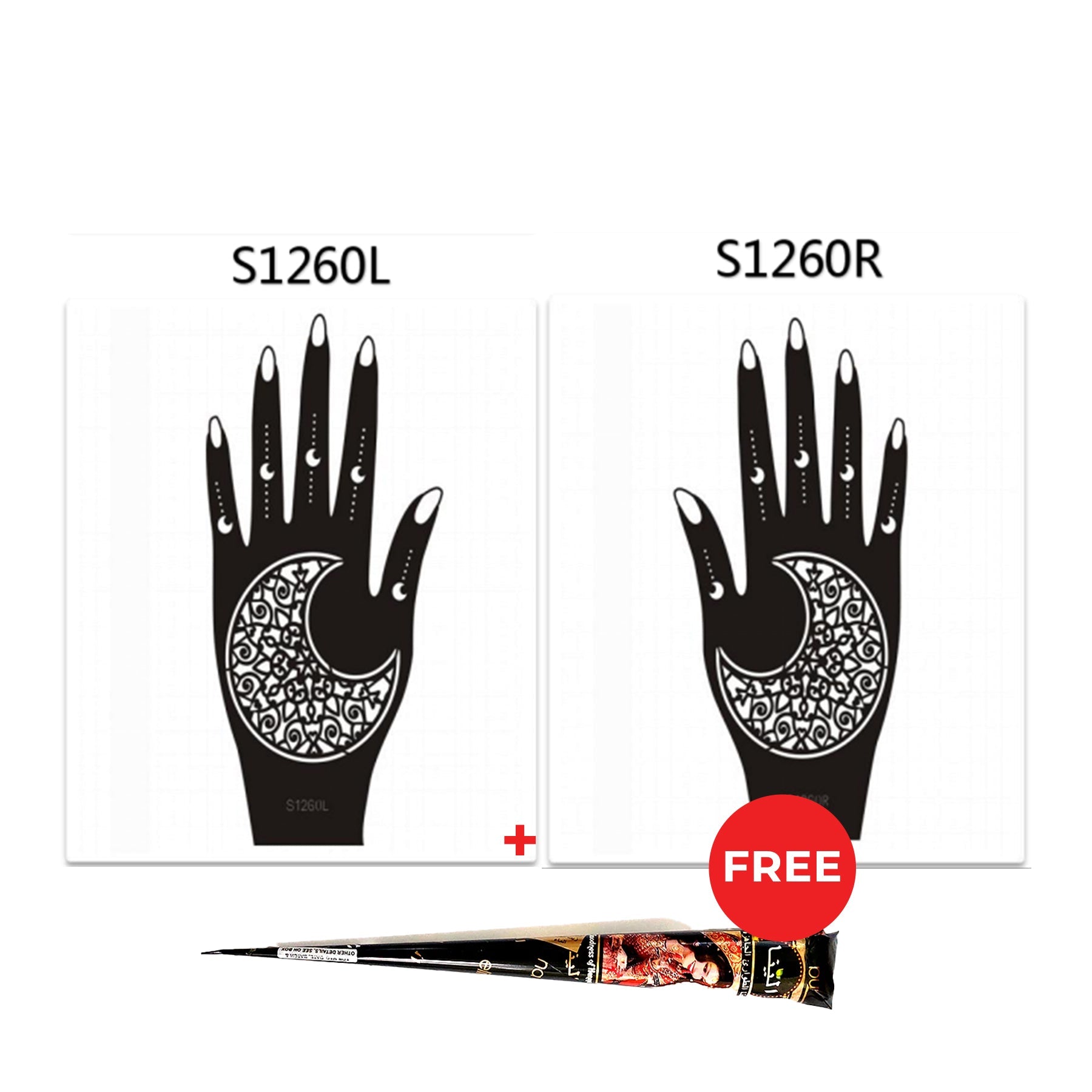 Henna Hand Stickers ( Set of Two ) + FREE Henna Cone
