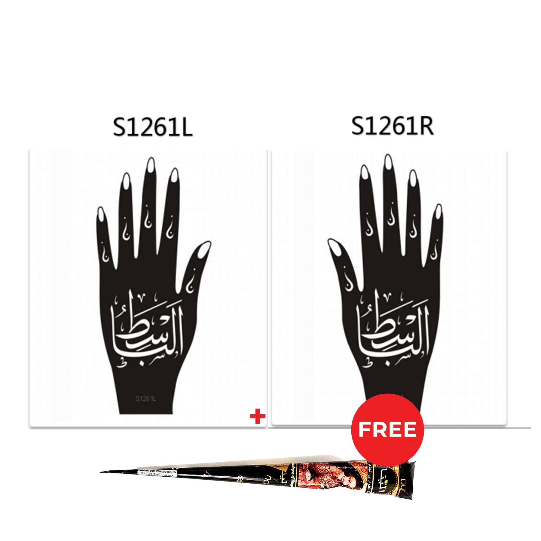 Henna Hand Stickers ( Set of Two ) + FREE Henna Cone