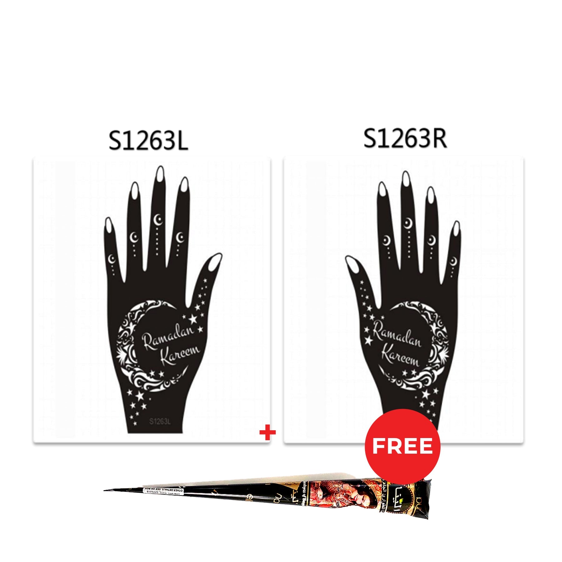 Henna Hand Stickers ( Set of Two ) + FREE Henna Cone