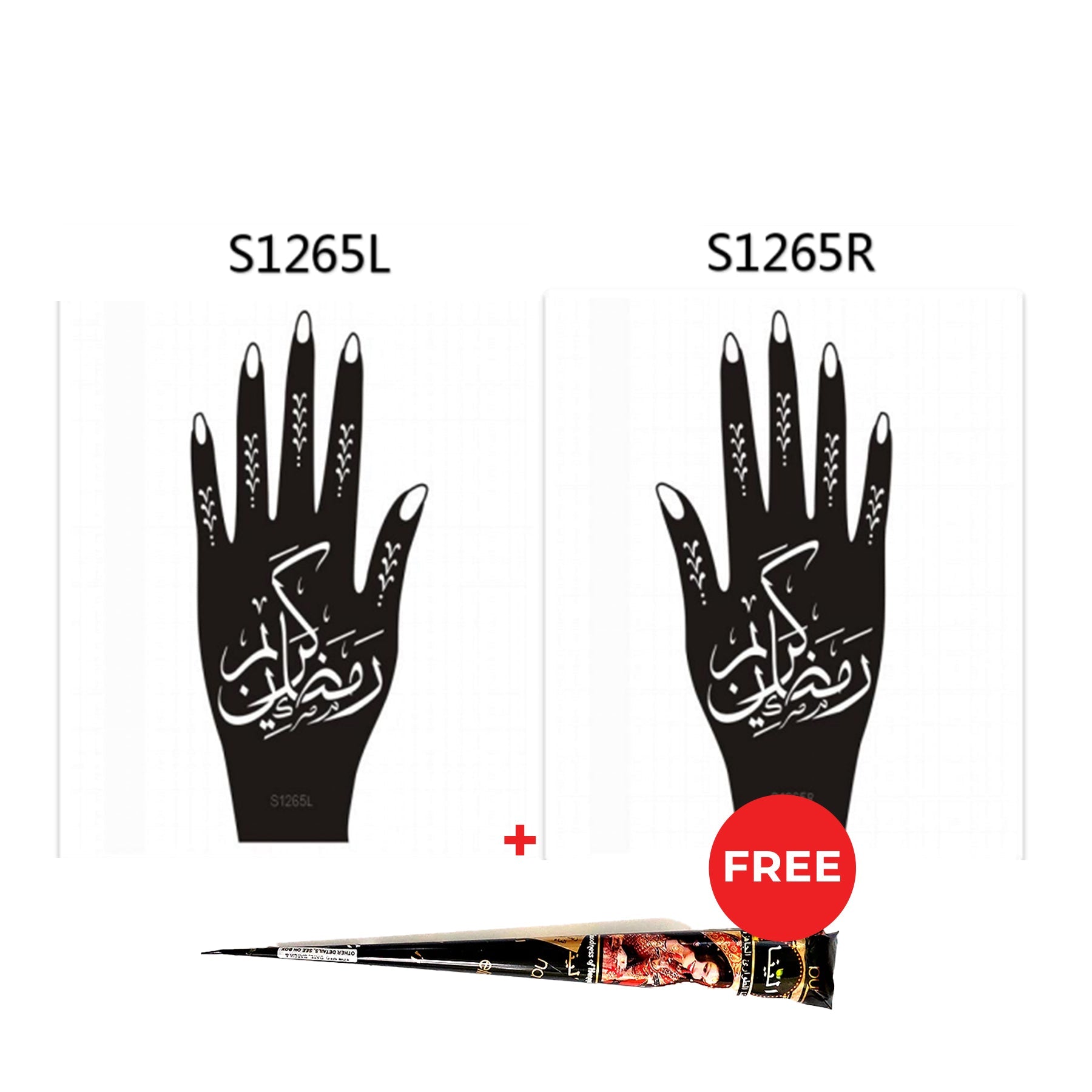 Henna Hand Stickers ( Set of Two ) + FREE Henna Cone