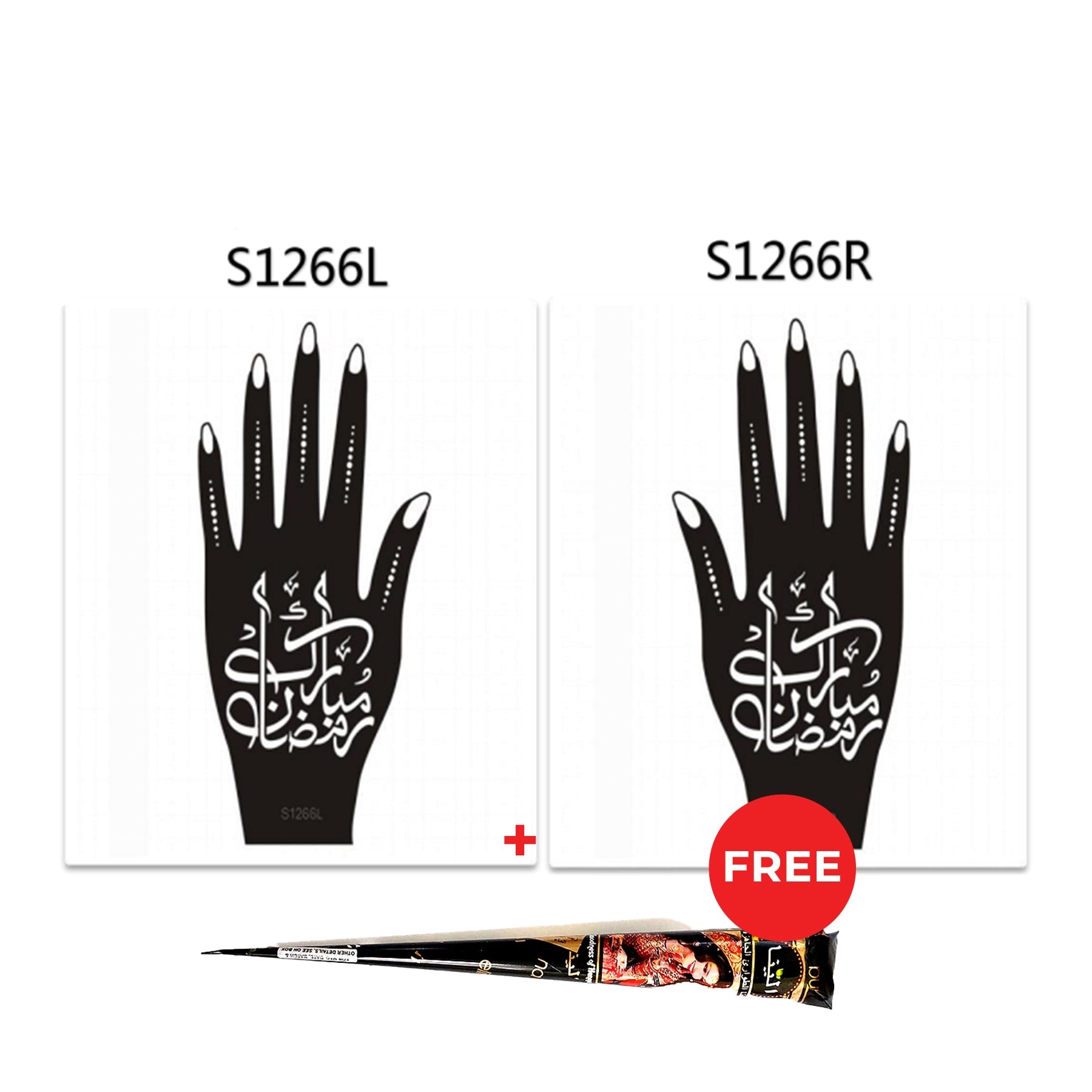 Henna Hand Stickers ( Set of Two ) + FREE Henna Cone