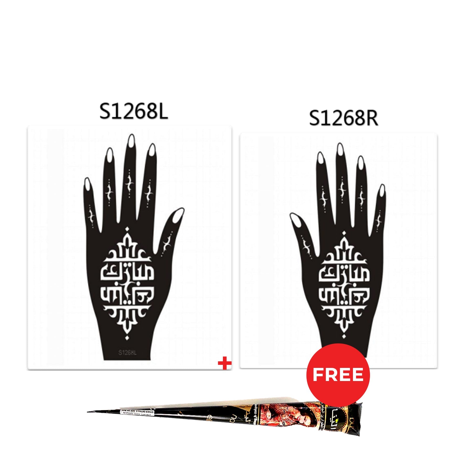 Henna Hand Stickers ( Set of Two ) + FREE Henna Cone