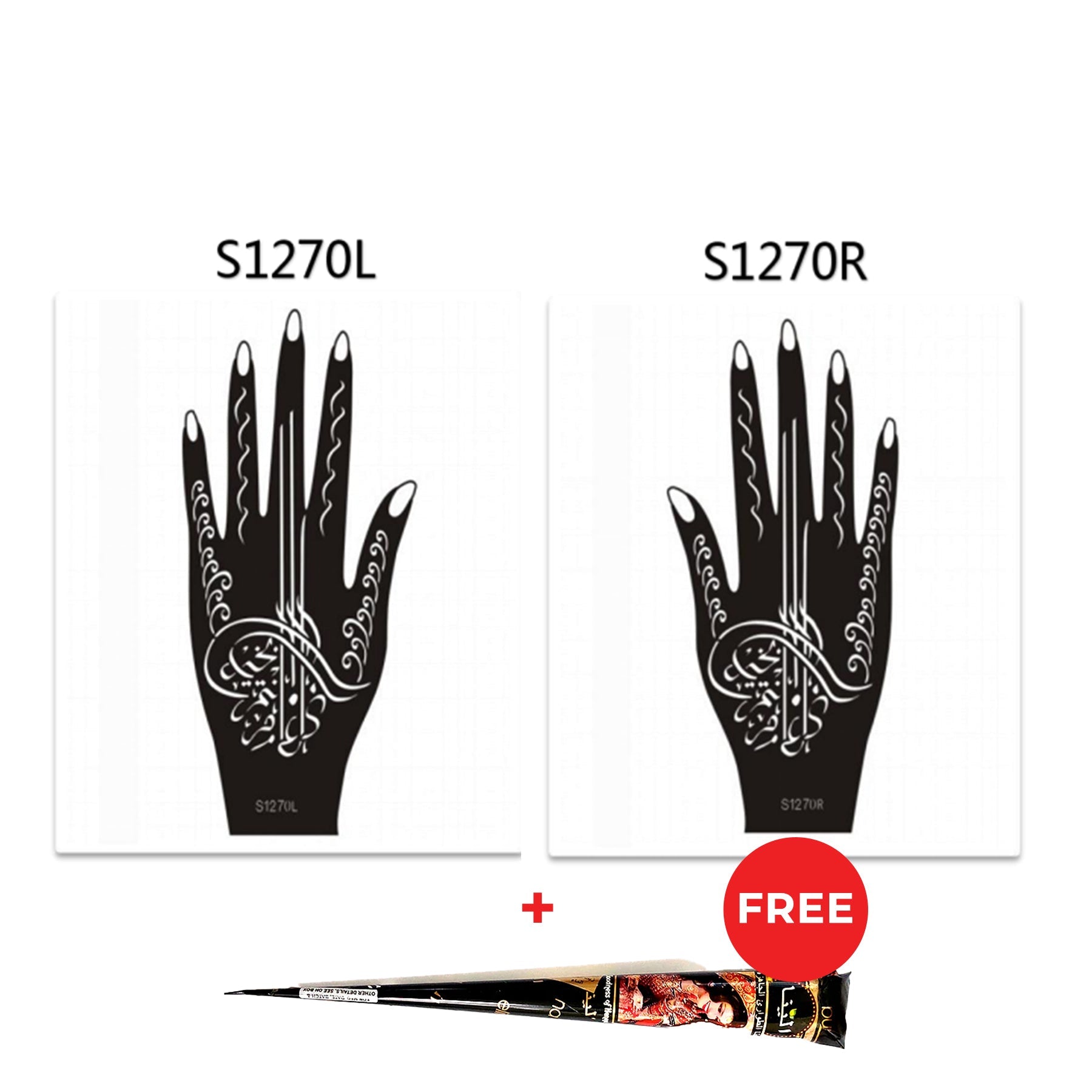 Henna Hand Stickers ( Set of Two ) + FREE Henna Cone