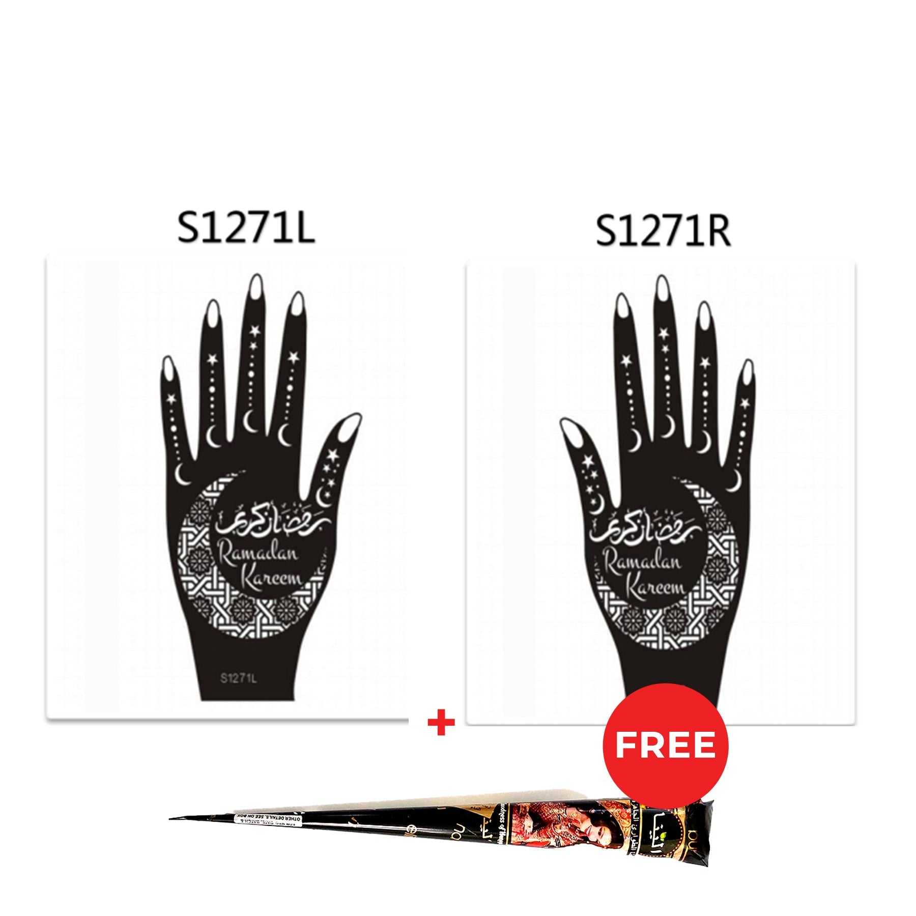 Henna Hand Stickers ( Set of Two ) + FREE Henna Cone