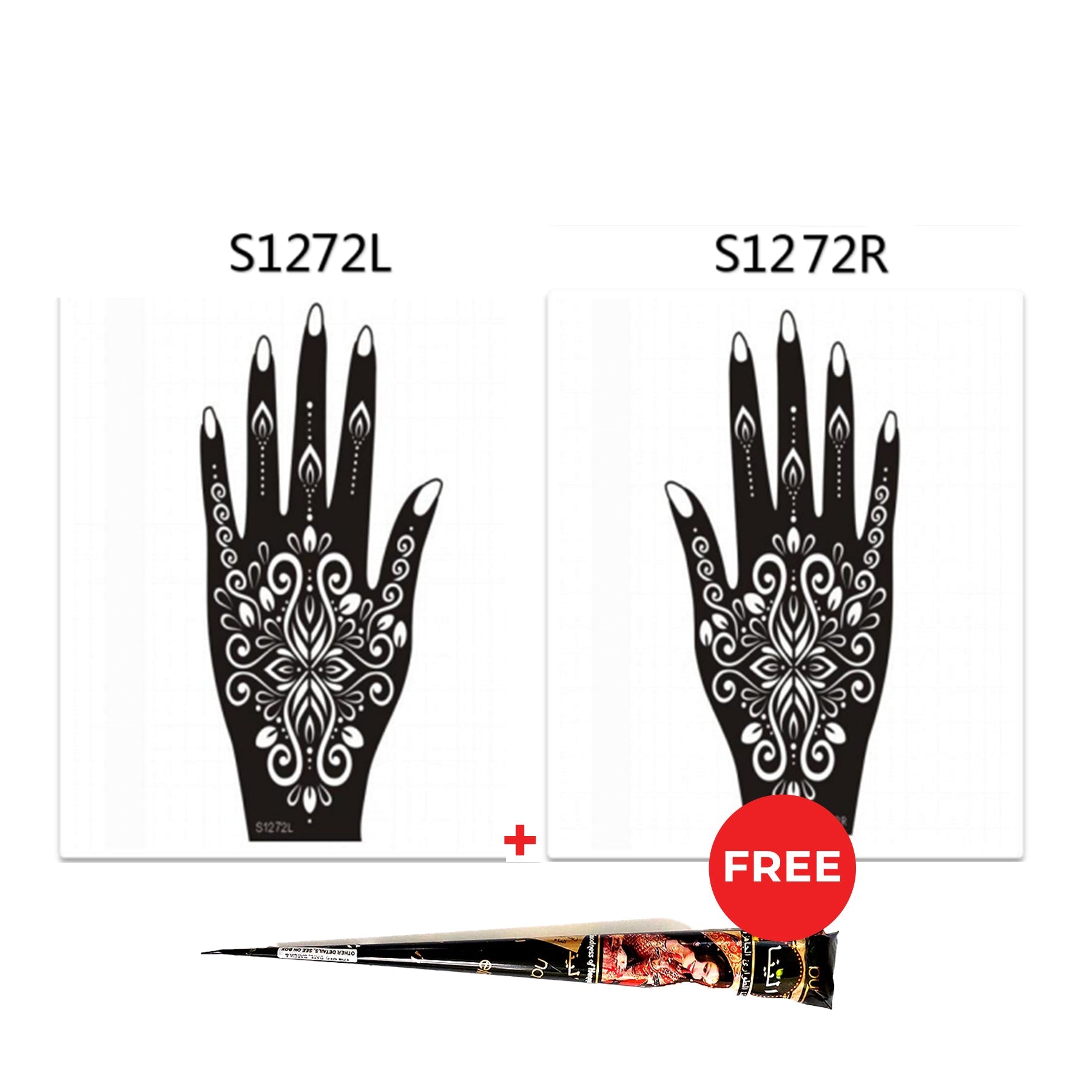Henna Hand Stickers ( Set of Two ) + FREE Henna Cone