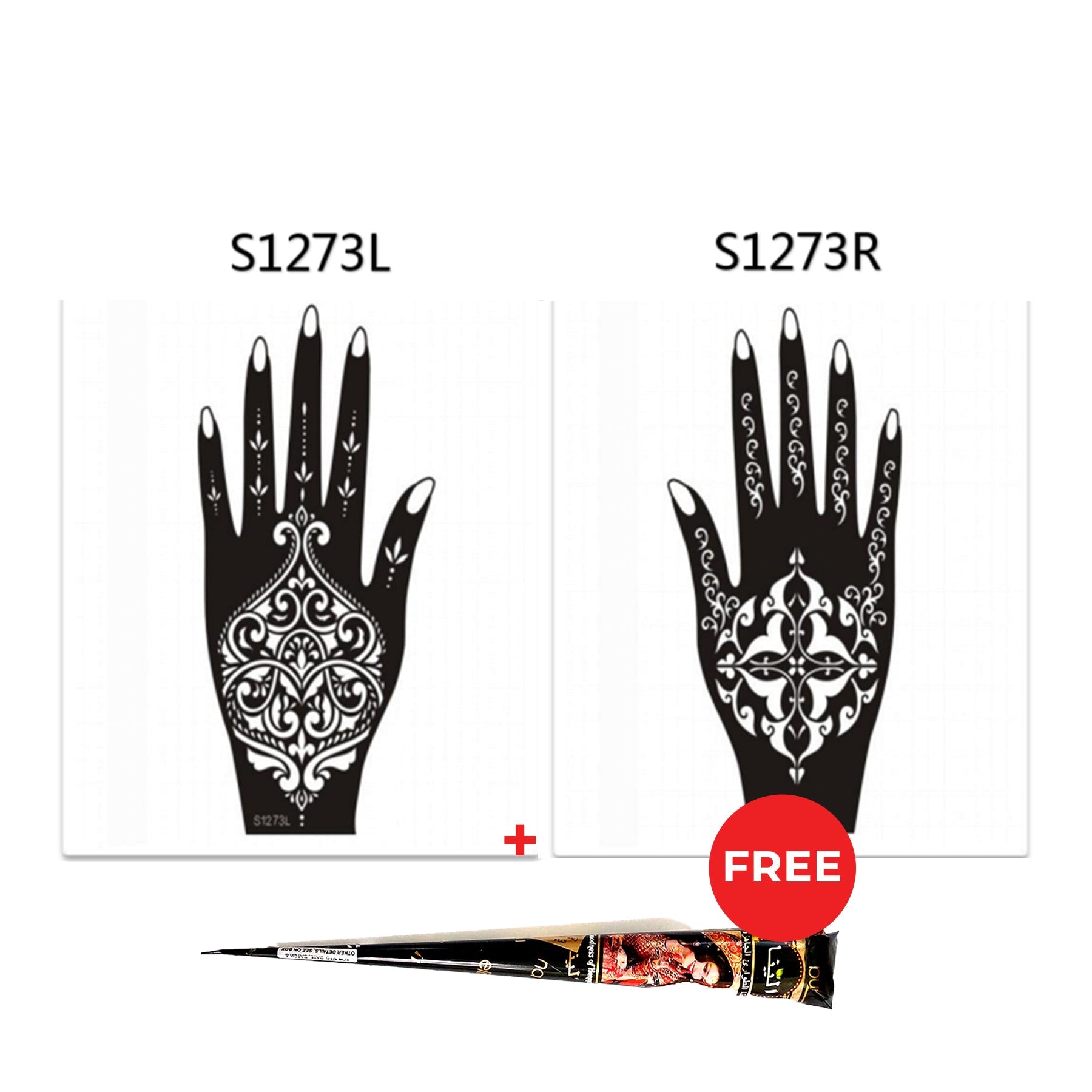Henna Hand Stickers ( Set of Two ) + FREE Henna Cone