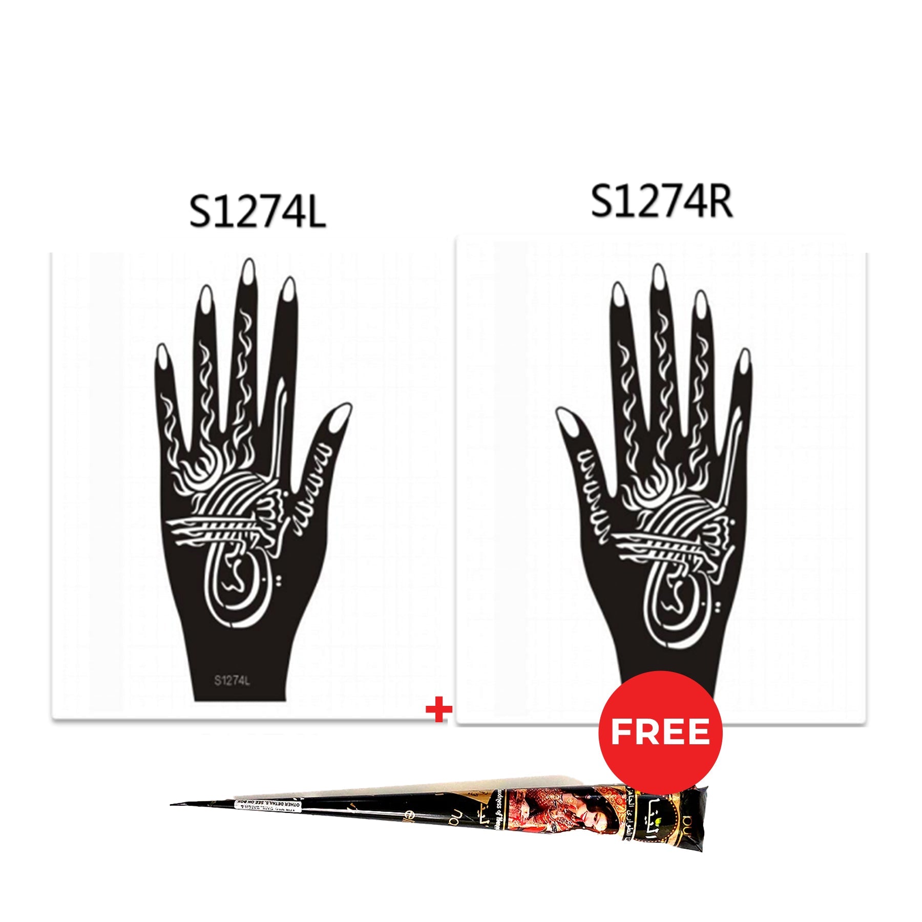 Henna Hand Stickers ( Set of Two ) + FREE Henna Cone