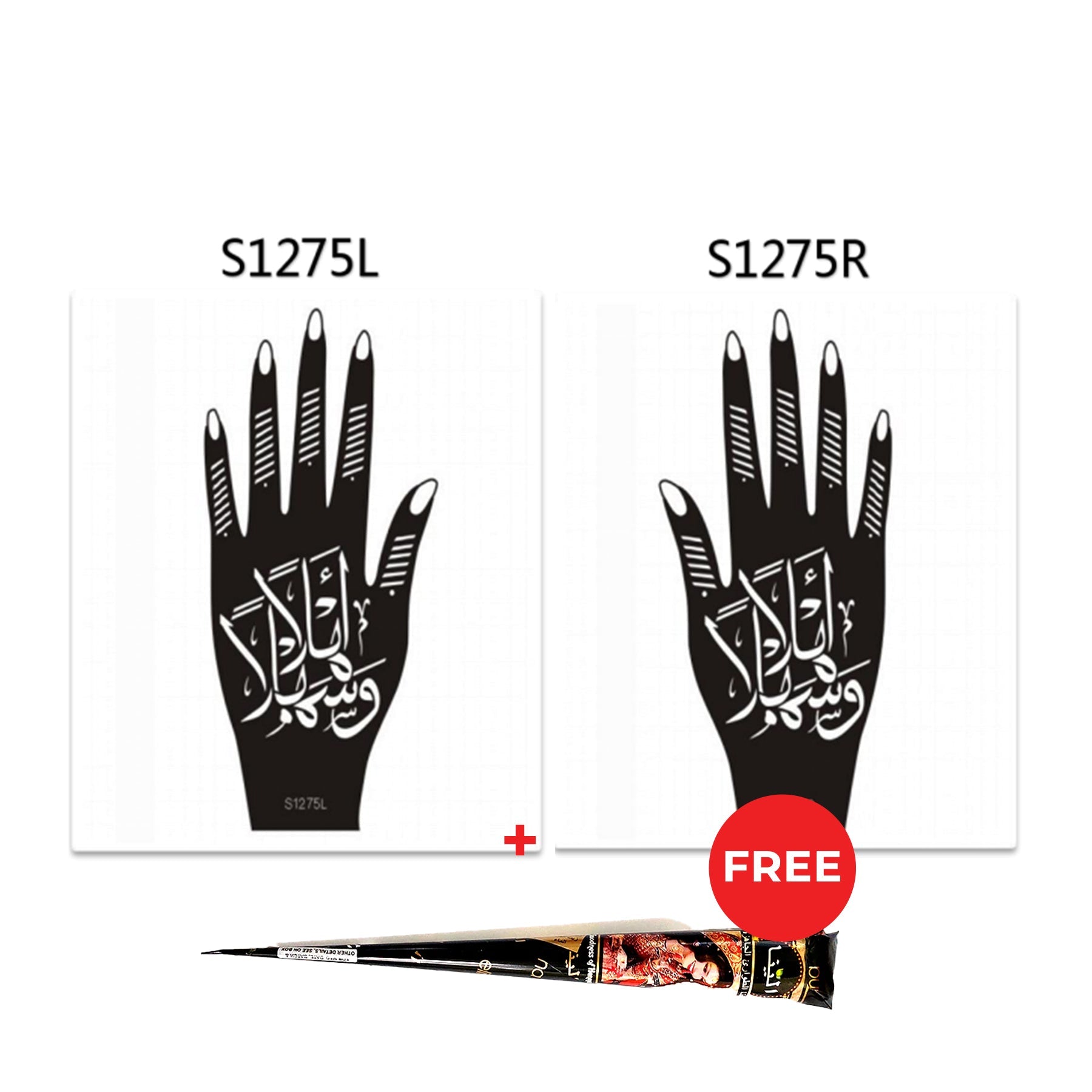 Henna Hand Stickers ( Set of Two ) + FREE Henna Cone