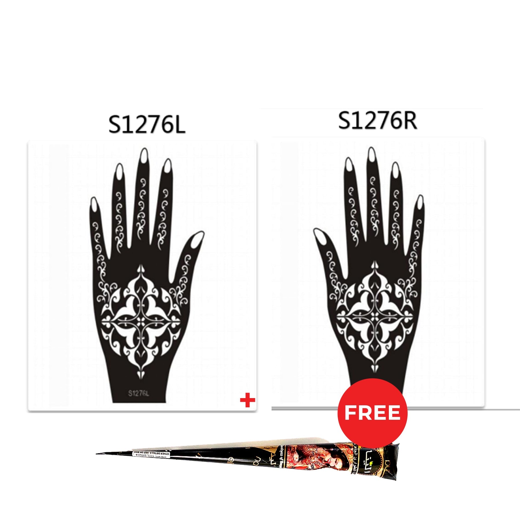 Henna Hand Stickers ( Set of Two ) + FREE Henna Cone