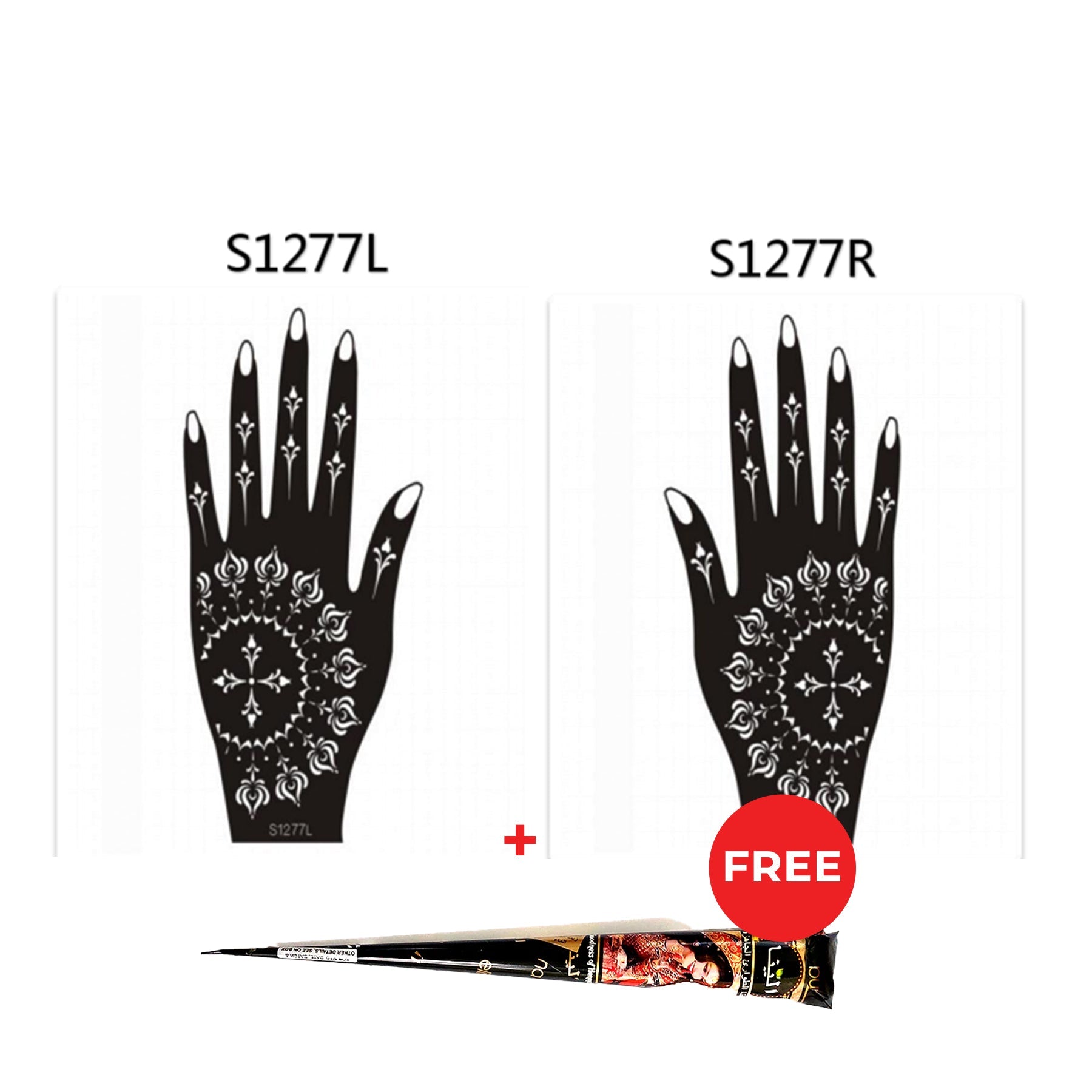 Henna Hand Stickers ( Set of Two ) + FREE Henna Cone