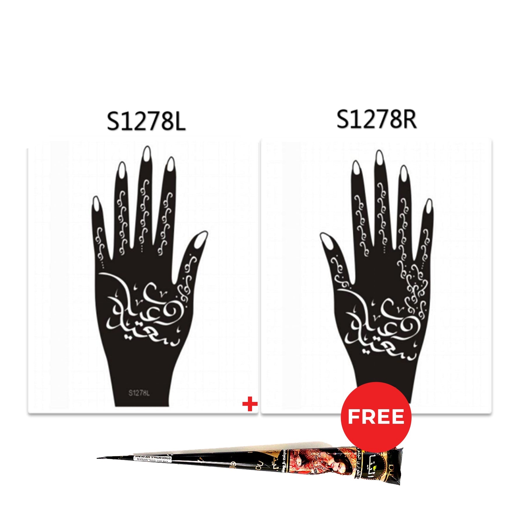 Henna Hand Stickers ( Set of Two ) + FREE Henna Cone