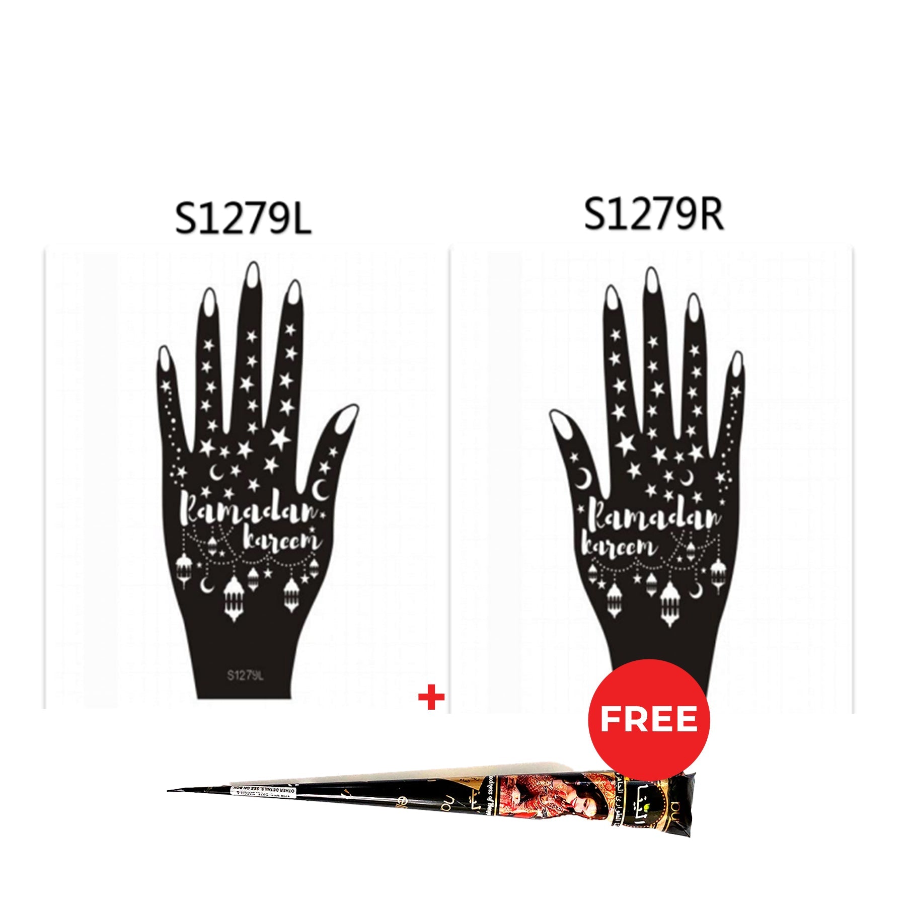 Henna Hand Stickers ( Set of Two ) + FREE Henna Cone