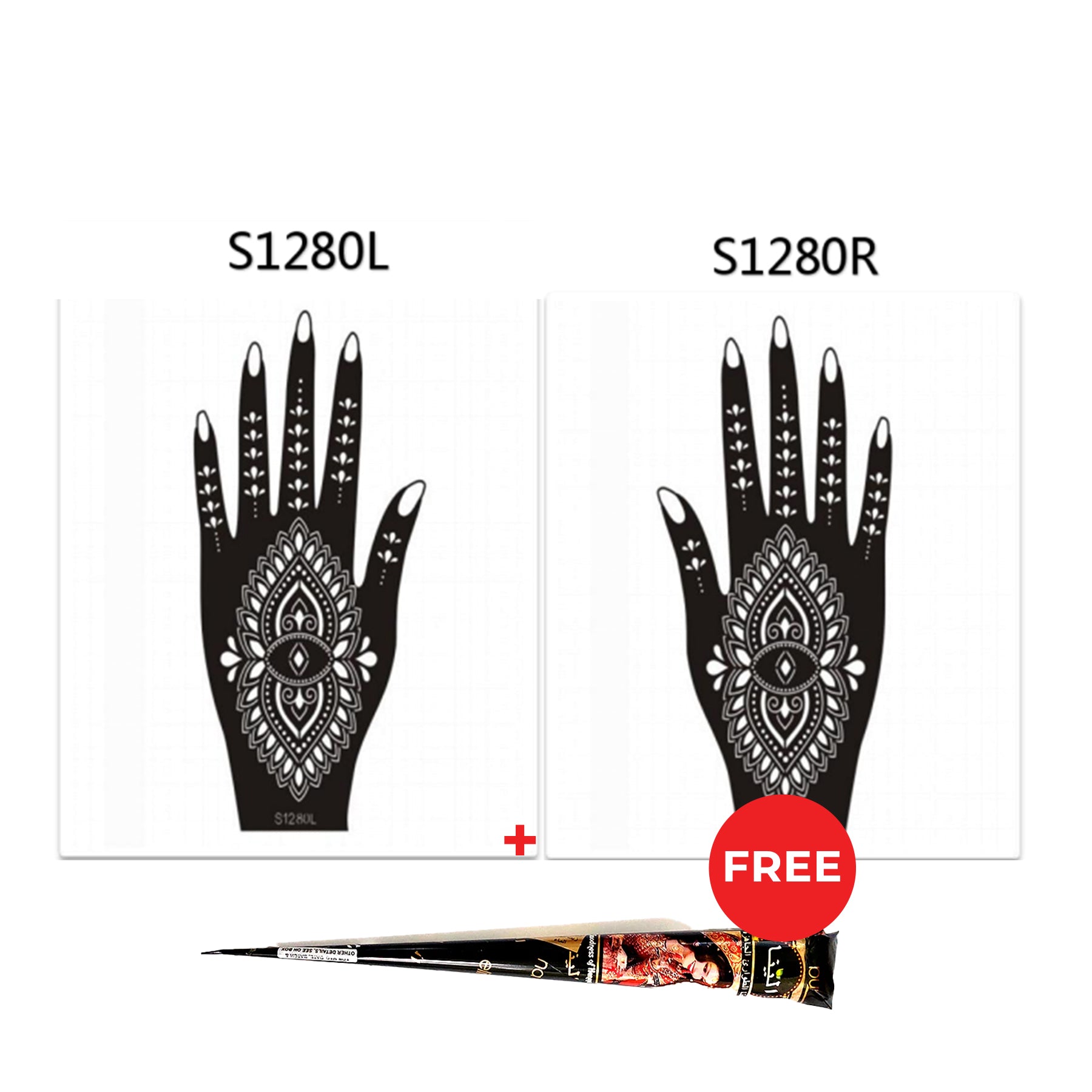 Henna Hand Stickers ( Set of Two ) + FREE Henna Cone