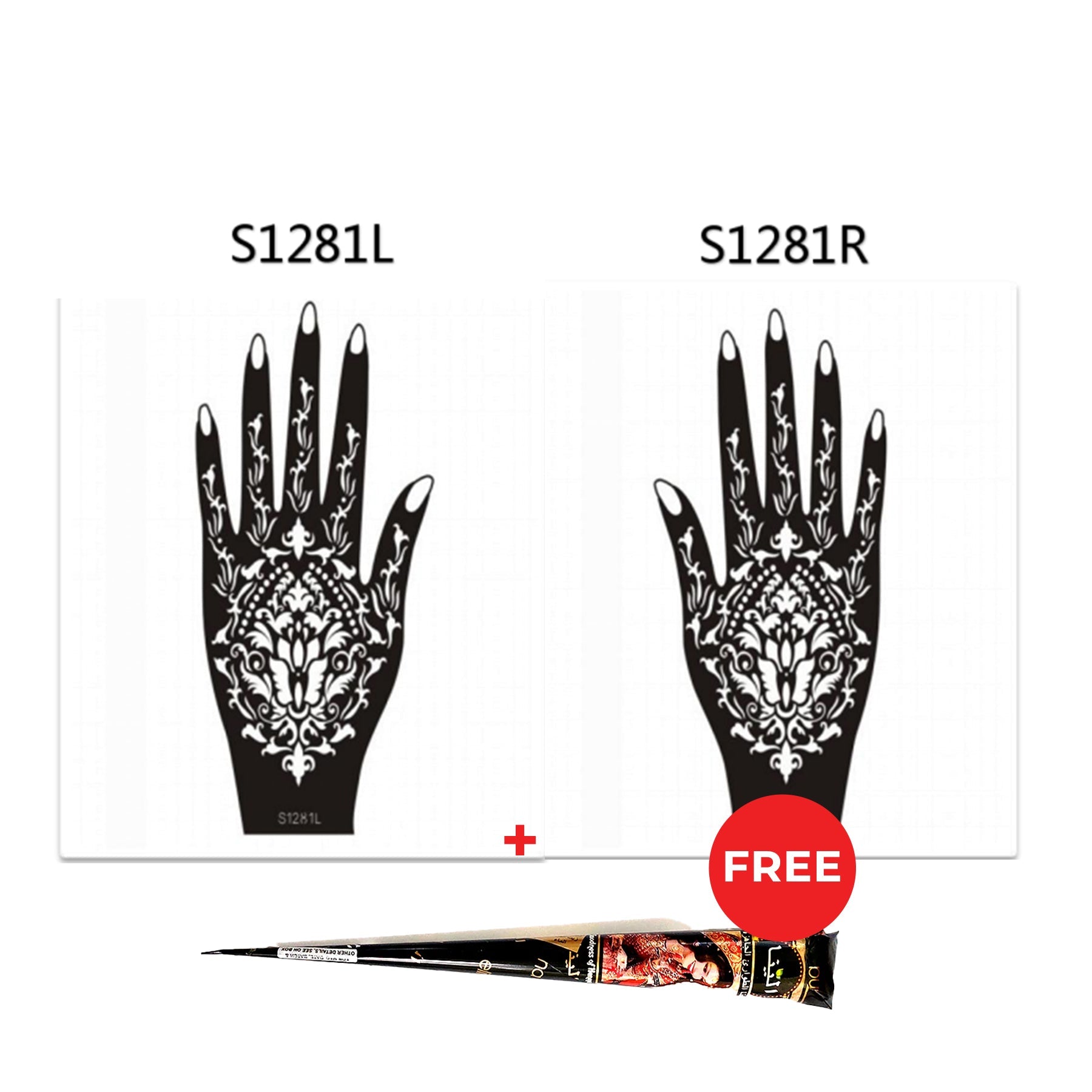 Henna Hand Stickers ( Set of Two ) + FREE Henna Cone